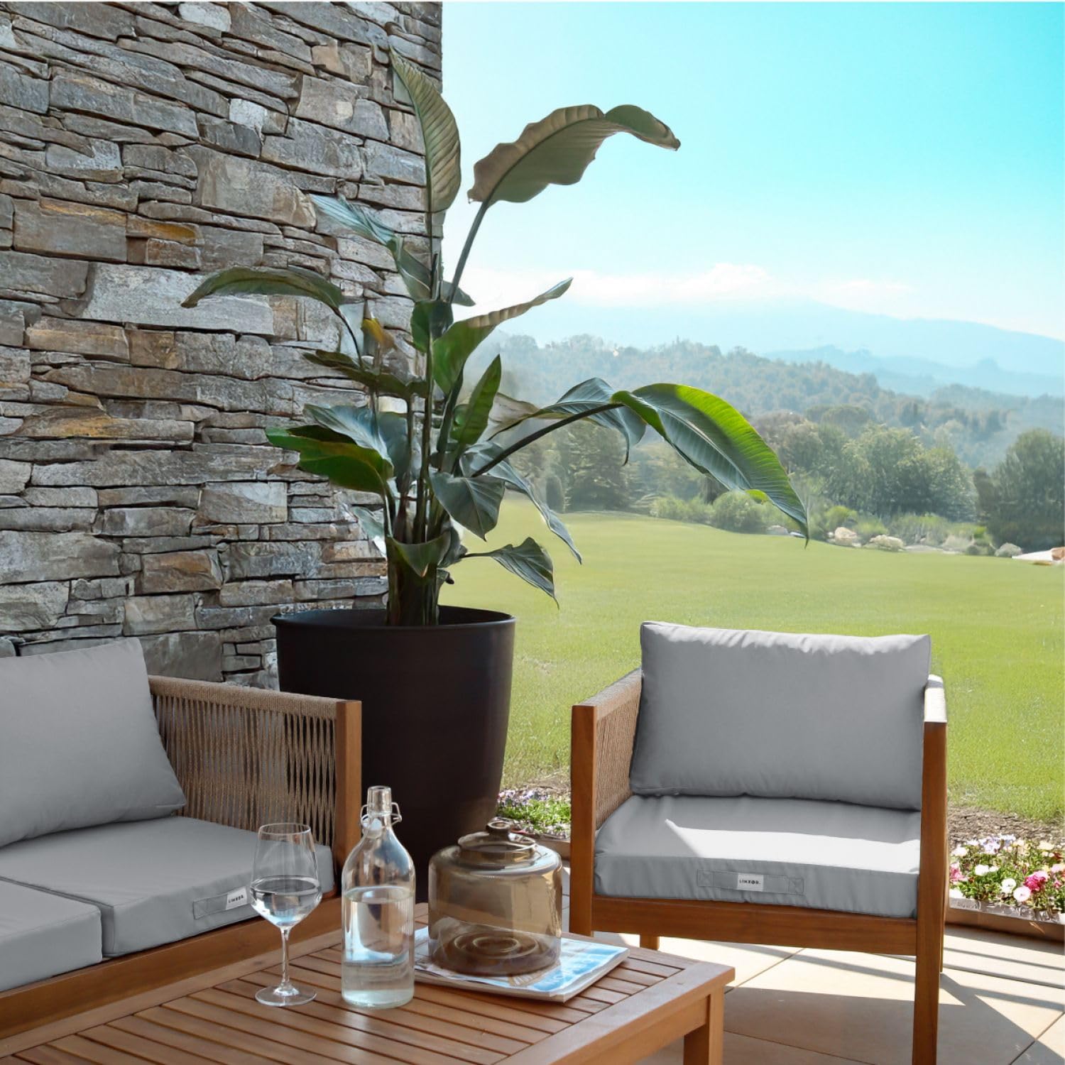 Linxor - Kit de Coussins pour Salon de Jardin déhoussables - 60 x 60 cm - Plusieurs Coloris