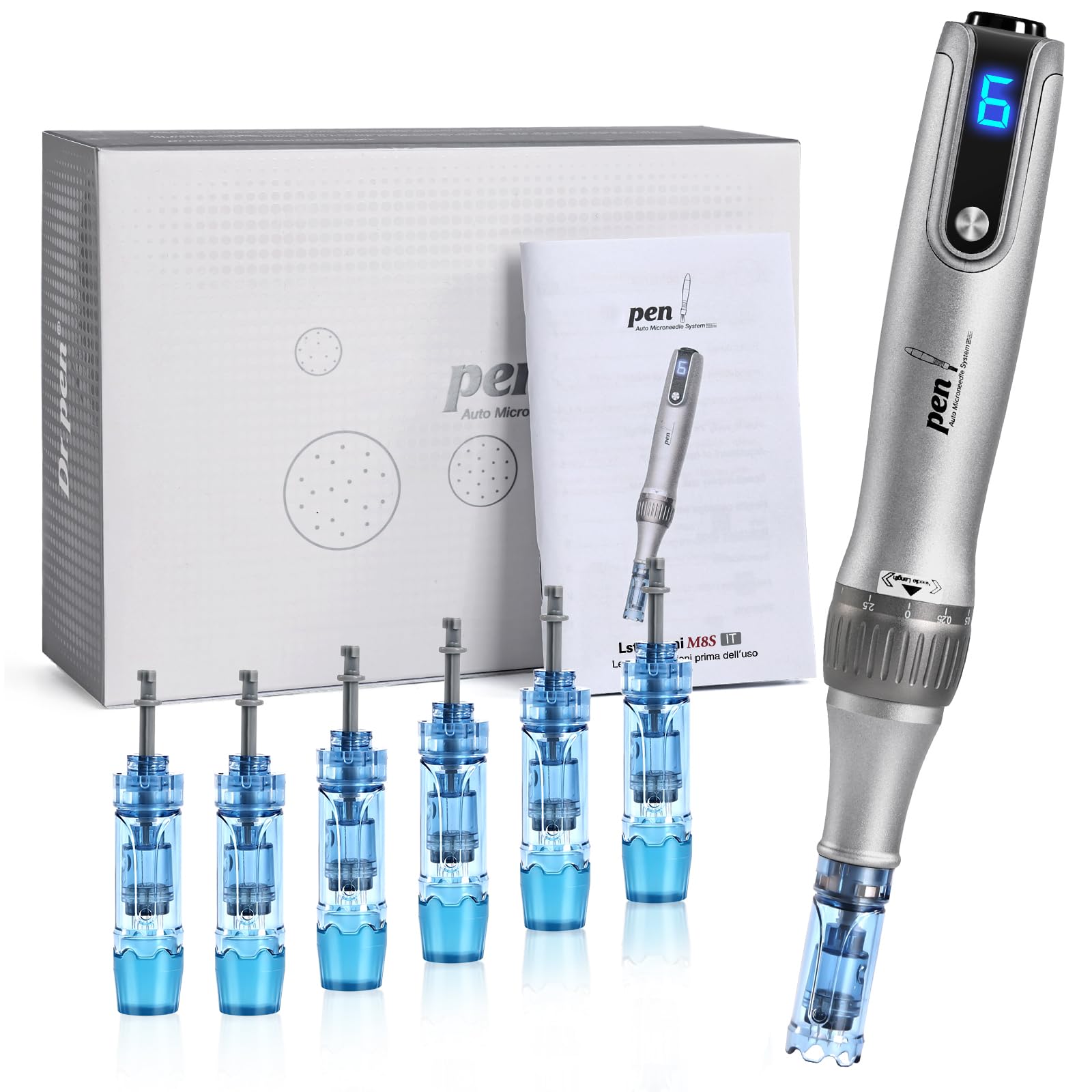 Microneedling Pen M8S professionale Kit con 6pcs Cartucce