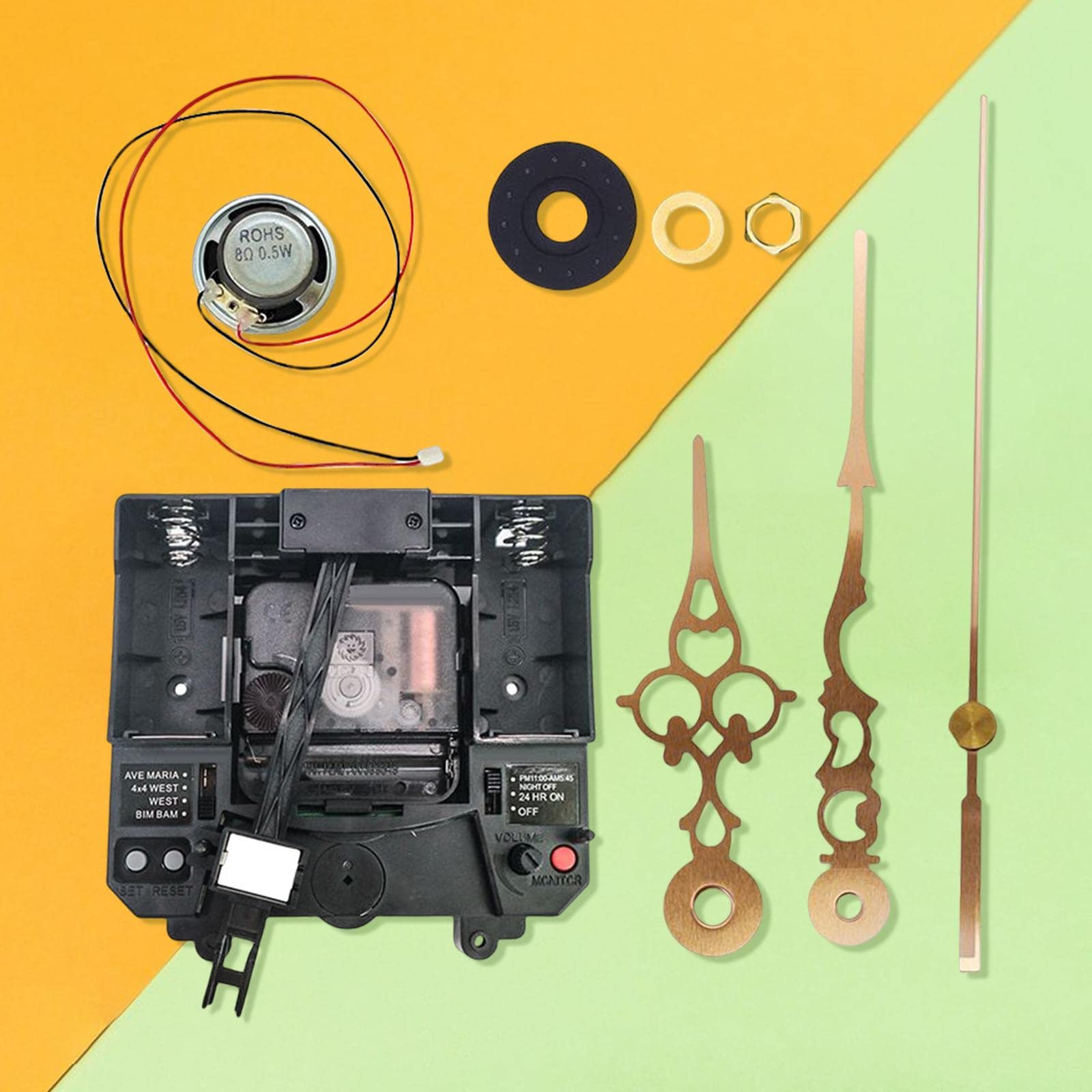 Mecanismo de Movimiento de Reloj de, con Manos Kits de Mecanismo de Caja de música silenciosa Piezas de Herramientas de reparación Fabricación, G