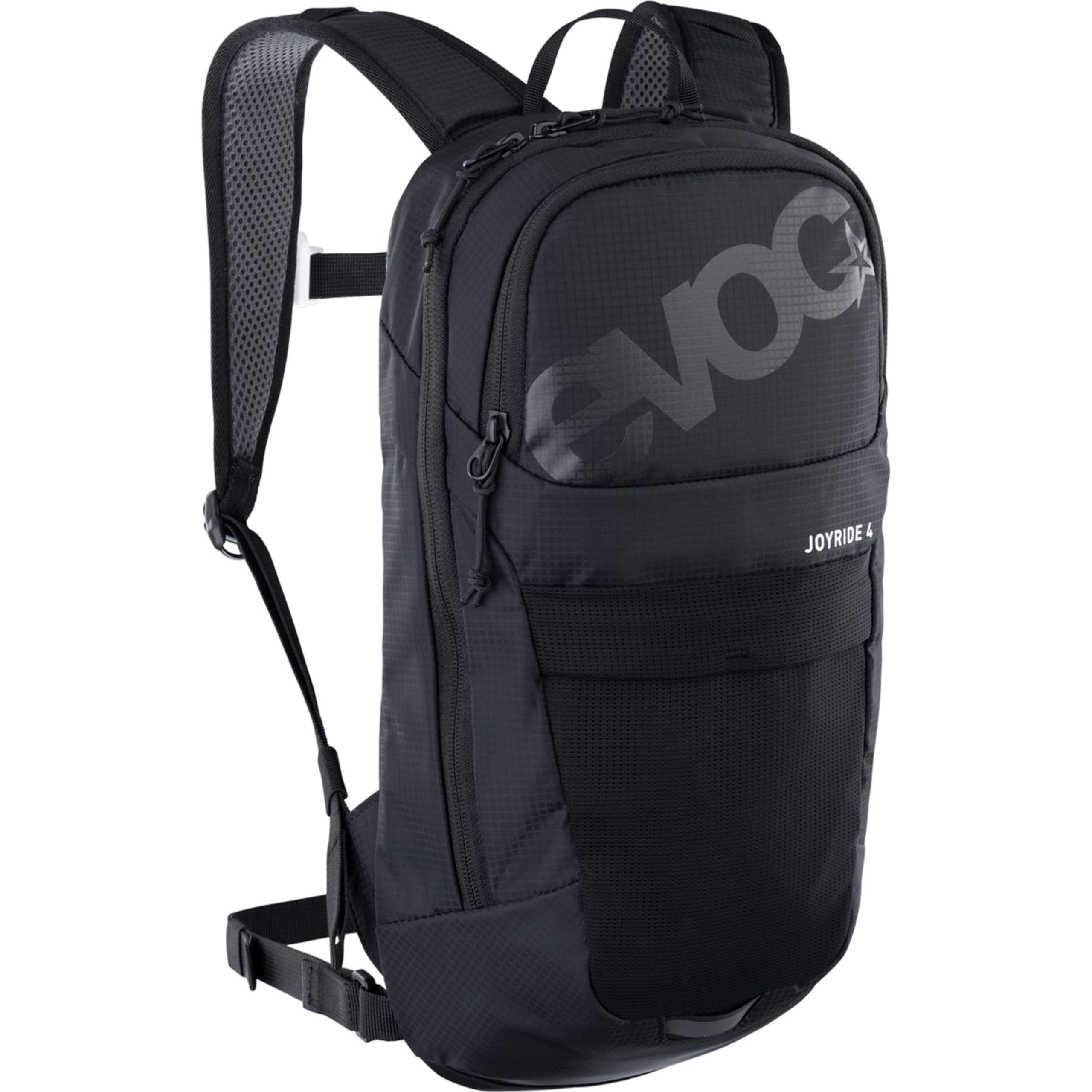 EVOC JOYRIDE 4 children's backpack, bike backpack (lightweight sports backpack for young bikers: inside, removable hip belt, with hydration bladder compartment), black