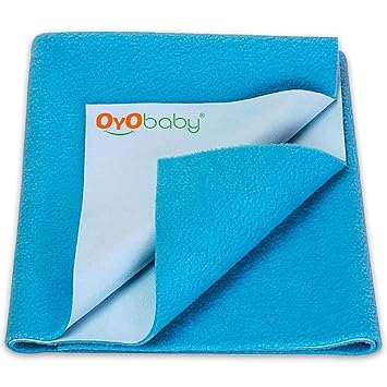 OYO BABY - Baby Dry Sheet for New Born Babies | Infant Waterproof Bed Protector Sheet for Baby | Mattress Pads (Small - (70cm X 50cm), Peacock Blue) - image, photos