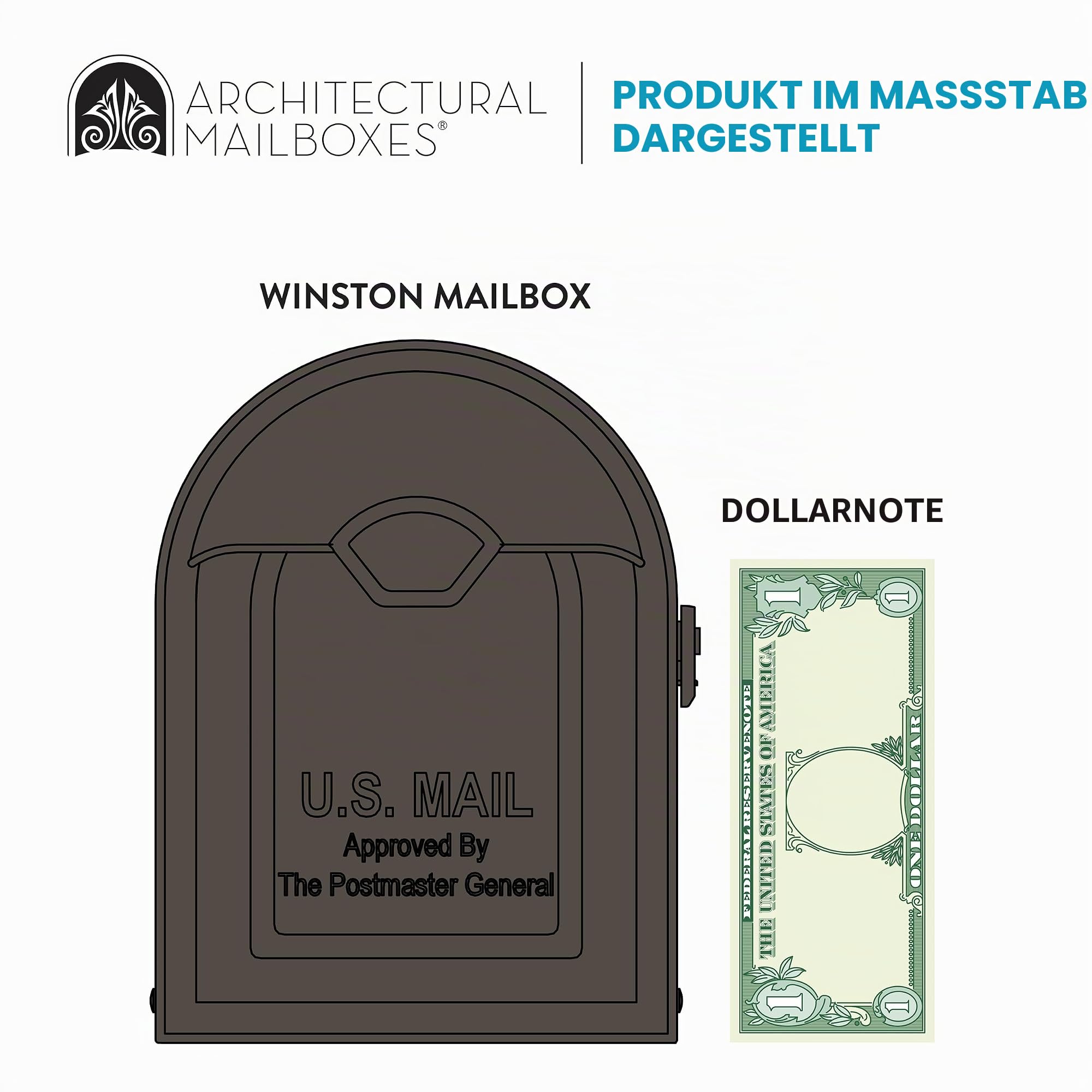 Architektonische Postfächer 8830rz-10 Winston Post Mount Mailbox, mittel, eingerieben Bronze
