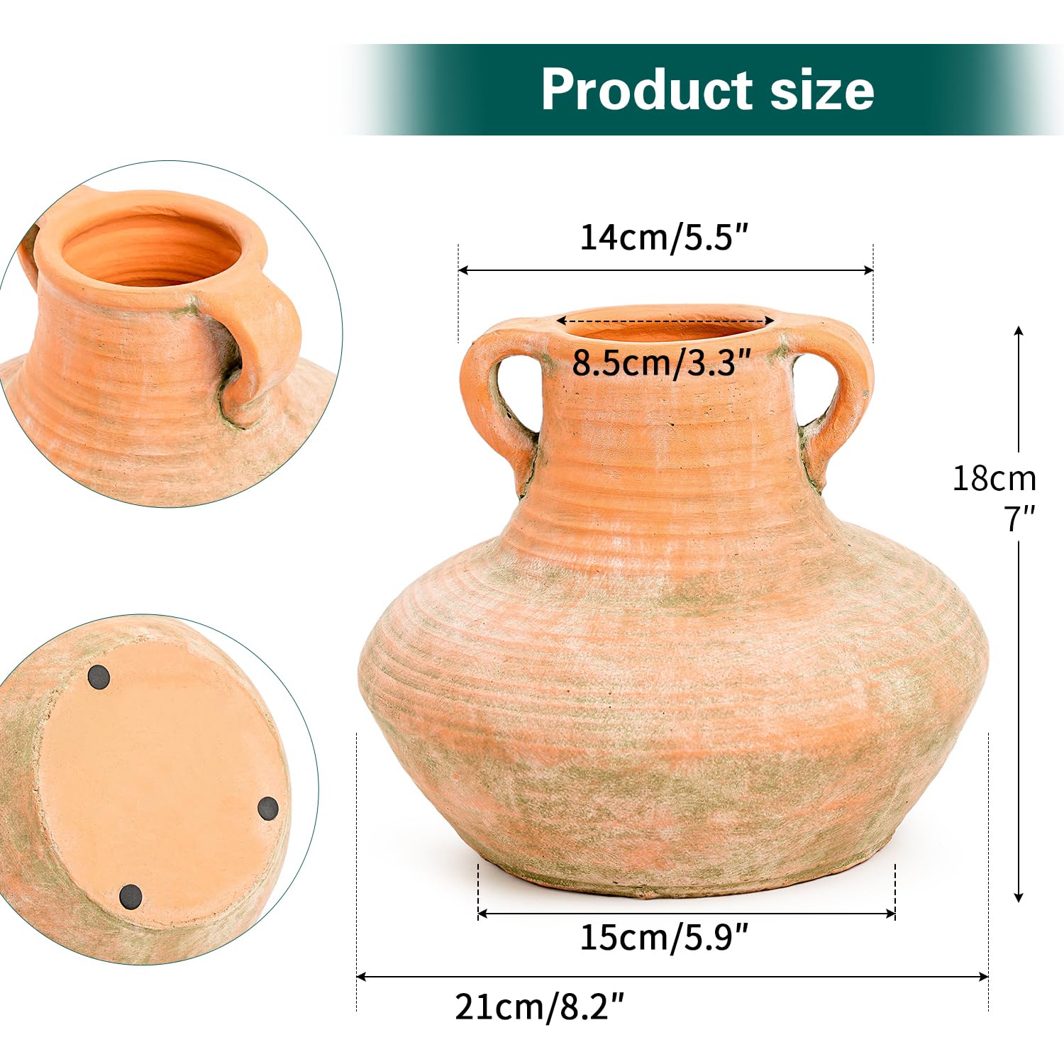 Amazon.com: Sungmor Rustic Ceramic Flower Vase with Handles