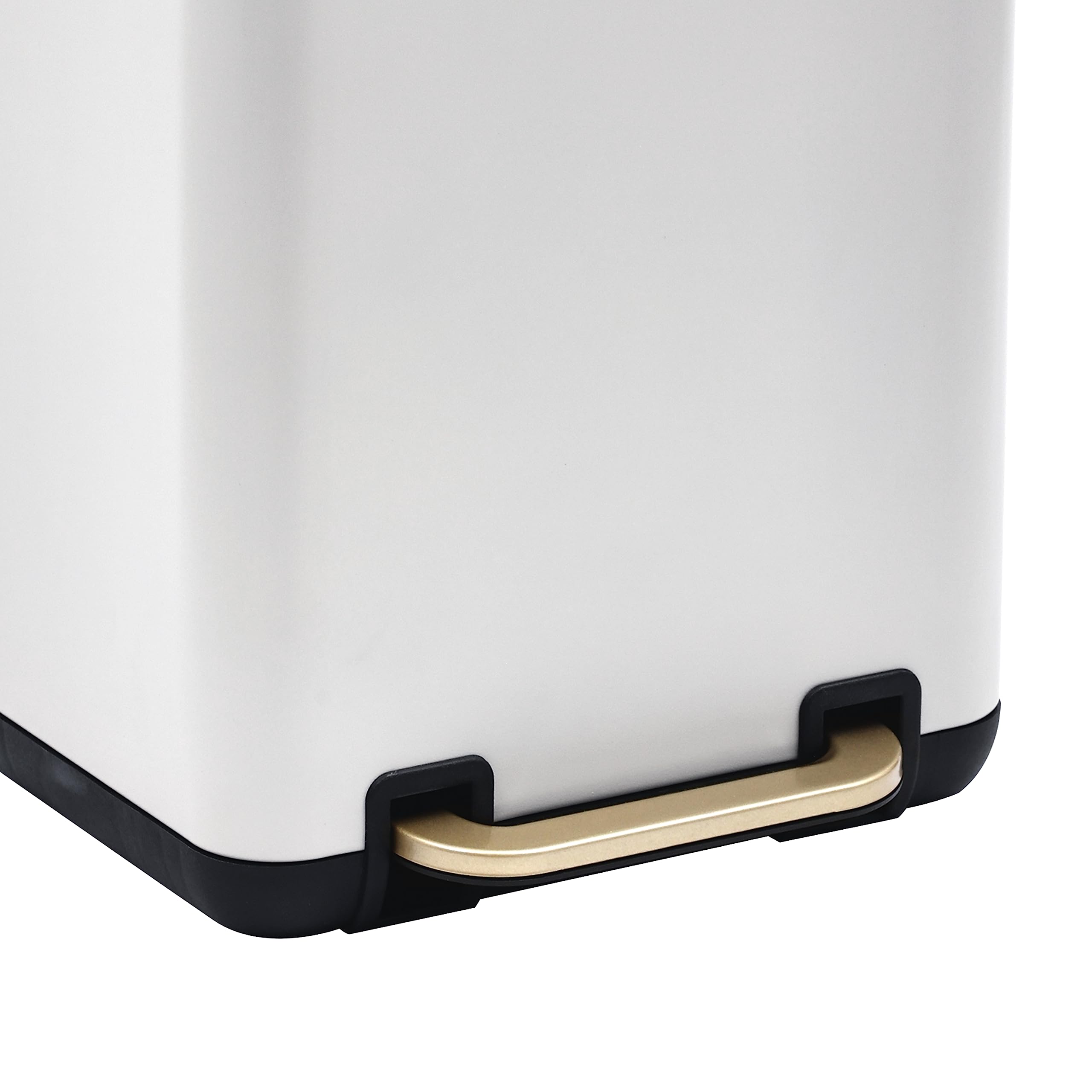 SunnyPoint 6 liter / 1,58 gallon prullenbak met plastic binnenemmers; rechthoekige badkamer, kantoor, keuken en slaapkamer stap op en langzaam sluiten (WHT goud