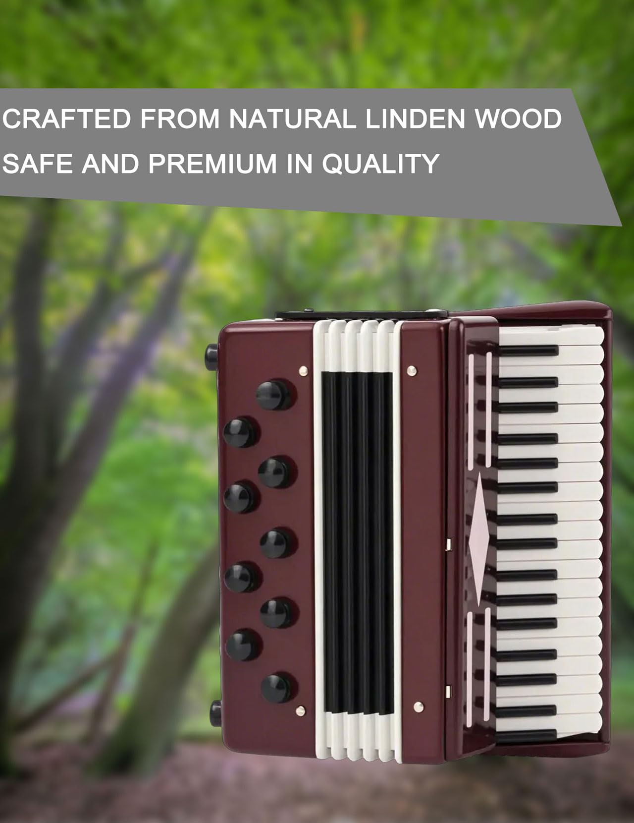 Mini Fisarmonica in Legno, Modello Decorativo 6cm, Fisarmonica Piccola in Confezione Regalo, Ideale Come Gadget Musicale e Fisarmonica Giocattolo (Rosso)
