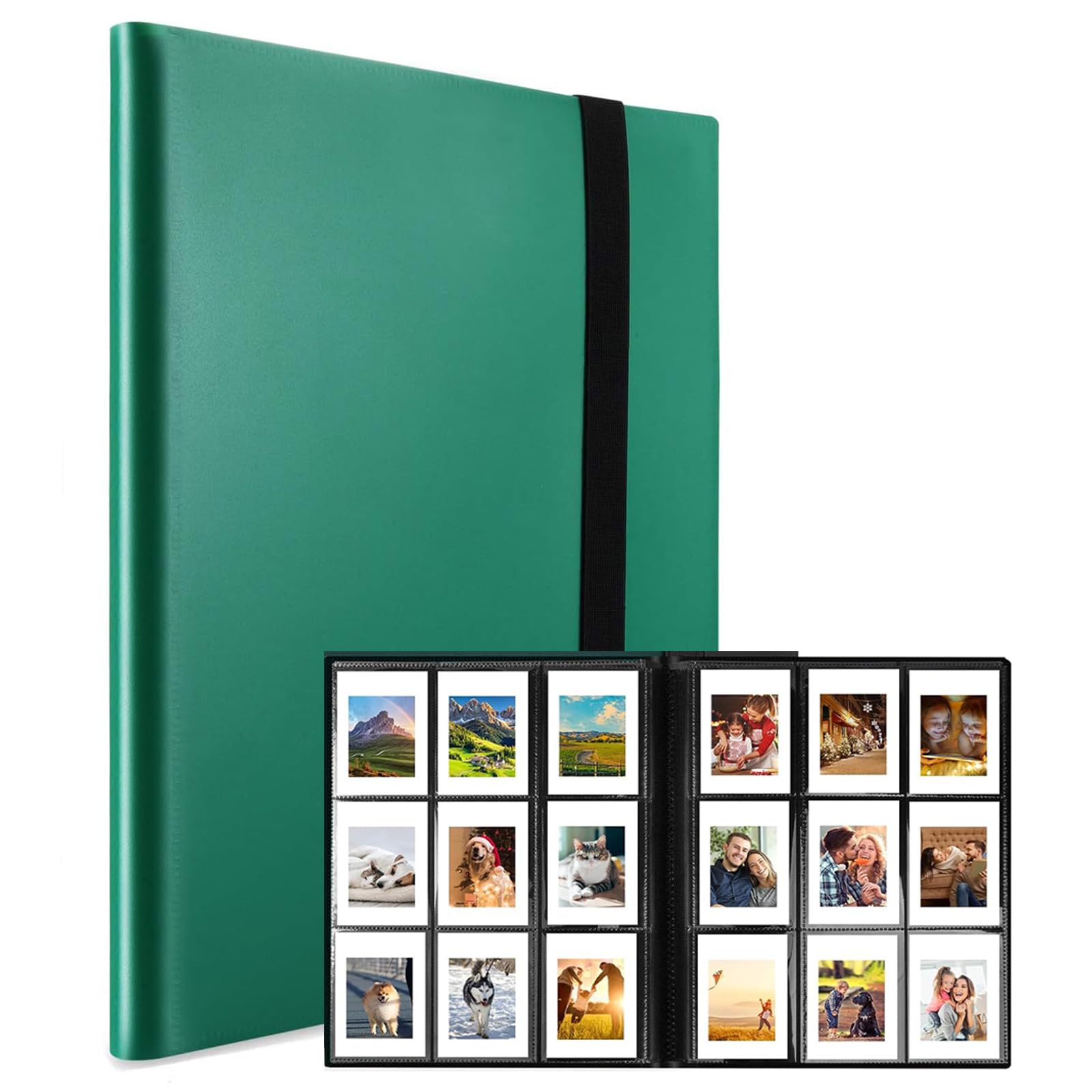 9-Pocket Trading Card Binder, Luoqun88 Pocket Trading Card Album, 360 Side-Loading Pockets, Durable PU Album for MTG, Pokemon, Yu-Gi-Oh, Football, and Sports Cards (Green)