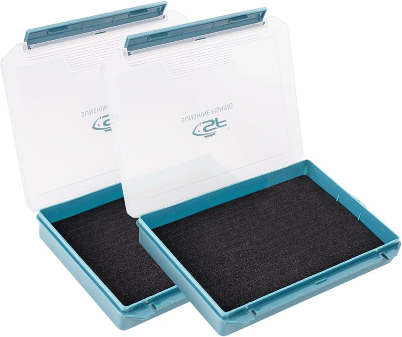 2Packs Fishing Tackle Box Tray 3600 Slit Foam Case Double Buckle Open Plastic Jig Box Heads Hooks Spinners Spoons Storage Tackle Tray