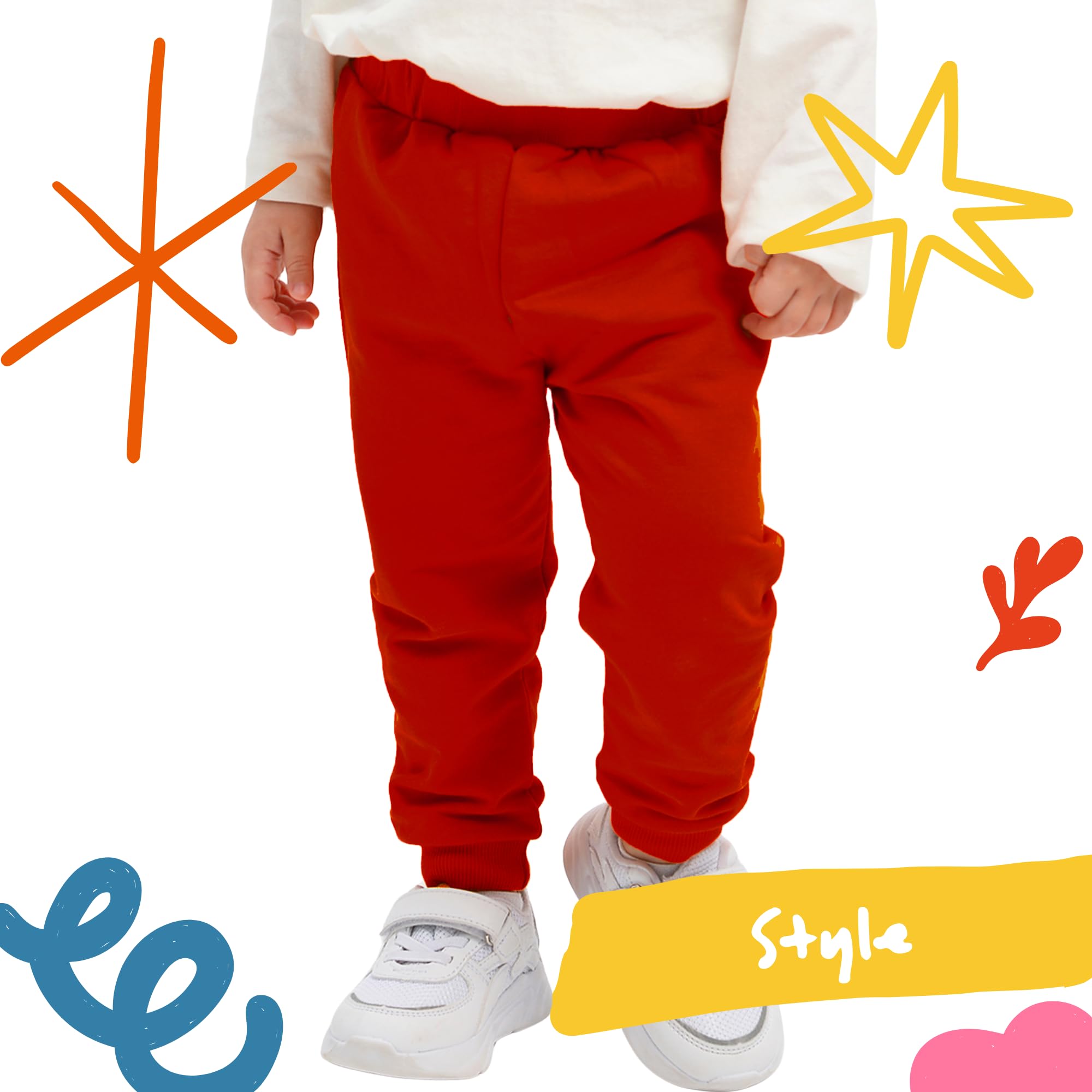 Pantaloni da bambino in 100% cotone, confezione da 2 pezzi, casual, morbidi e confortevoli, per ragazzi e ragazze