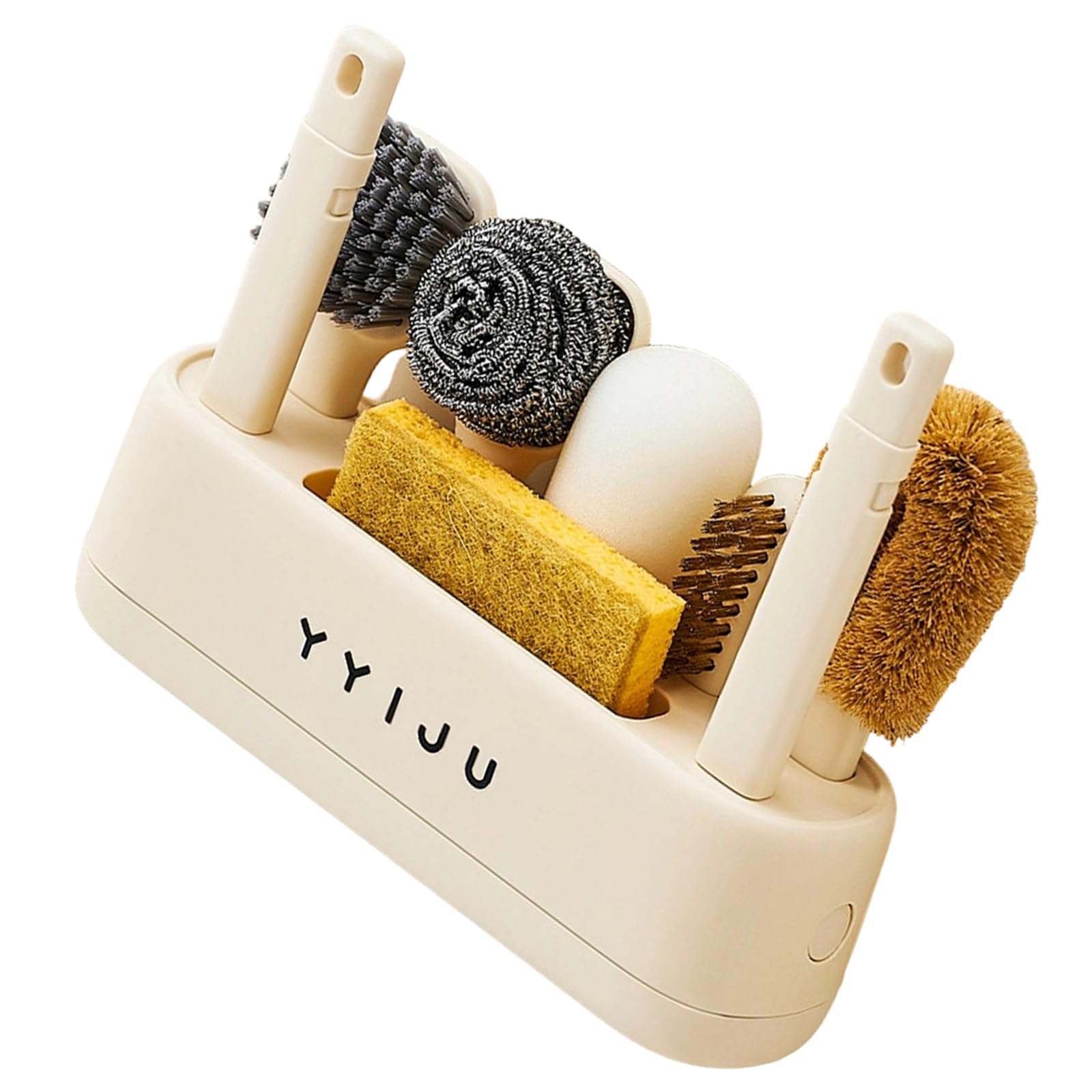 SHINLHUA Tableware Brush Set with Storage Holder, Kitchen Scrubber and Sponge Set for Pans, Cookware, Sink, Stove, Countertop Scouring Pad Cookware Scrubber Countertop Organizers