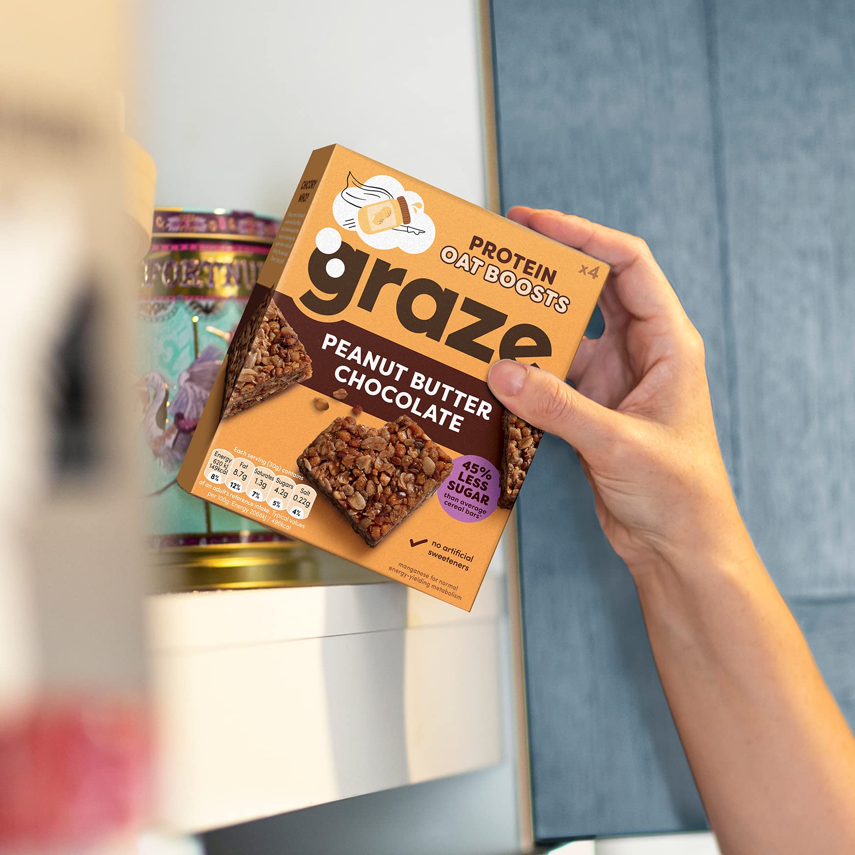 Graze Peanut Butter & Chocolate Protein Oat Boost Bars Vegan Healthy
