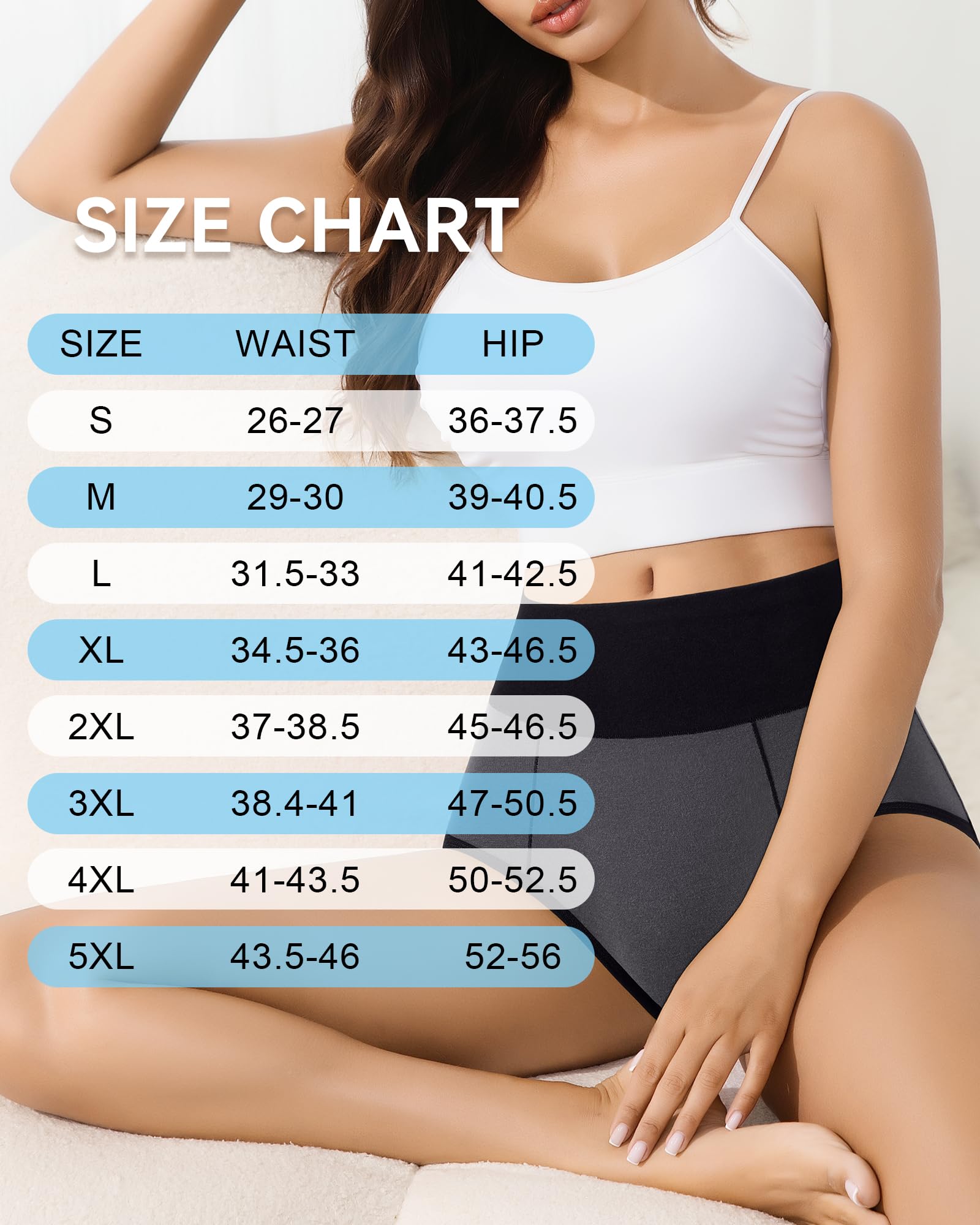 Biancheria intima da donna a vita alta in cotone elasticizzato traspirante post-partum mutandine da donna a copertura completa, confezione da 5