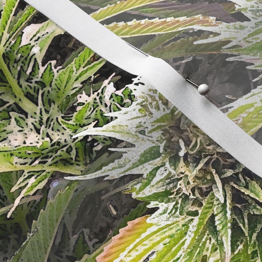 Spoonflower Fabric - Big Marijuana Cannabis 420 Weed Grass Printed on Satin Fabric by The Yard - Sewing Lining Apparel Fashion Blankets Decor