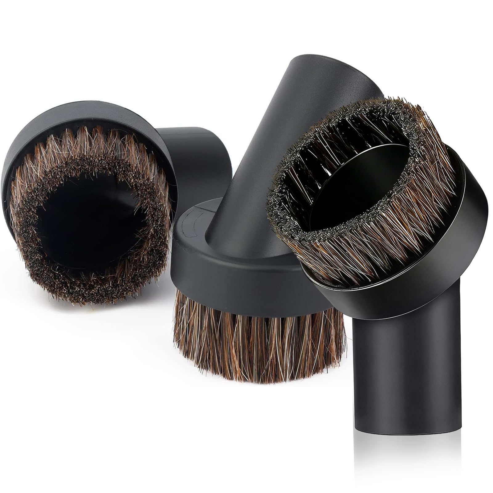 Terilamy Black 3 Pcs Round Horse Hair Brushes For Henry Hoover Attachments, 32Mm Universal Hose Brushes For Henry Hetty Head Parts Round Horse Hair Dusting Suction Nozzle Cleaner Dust Brush Tool