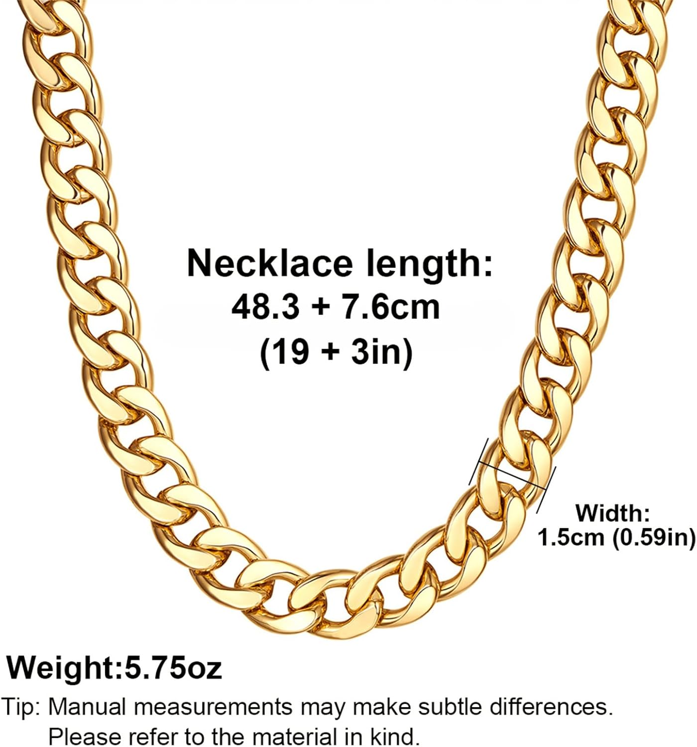 Chunky Cuban Link Chain for Women Men 14K Gold Plated 15mm Curb Width Thick Choker Necklace Stainless Steel Punk Hip Hop Chains Jewelry Gifts Unisex - Image 5
