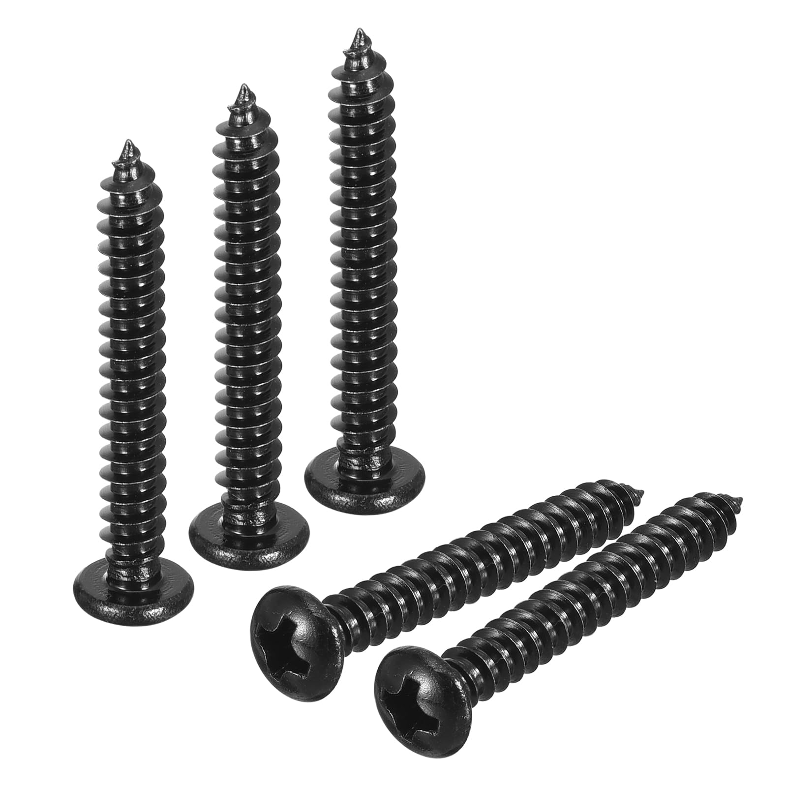 100 Viti Autofilettanti 4x16mm Testa Tonda - Acciaio Inox 304 Nero