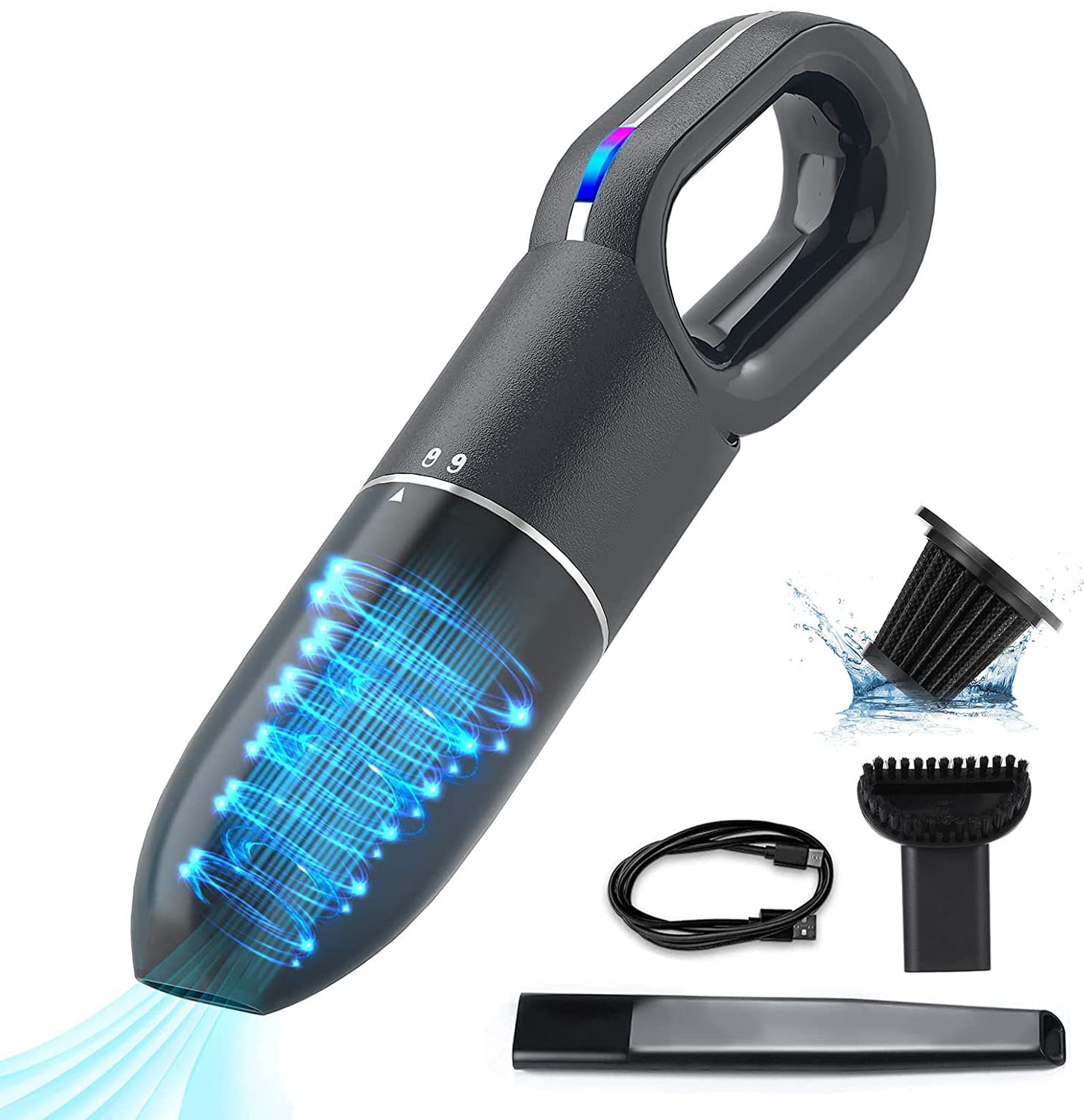 YEZDIX Handheld Vacuum Cleaner, Car Vacuum, Rechargeable Cordless Hand Vacuum with Powerful Cyclonic Suction 7000PA and Quick Charge Portable Cordless Vacuum for Pet Hair, Home and Car Cleaning