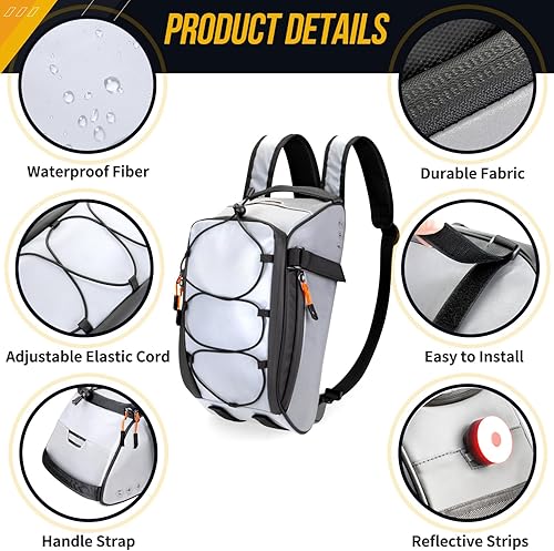 Miniatura 20 de WOTOW - Bolsa trasera reflectante para bicicleta, resistente al agua, bolsa de almacenamiento para maletero de 8 l, bolsa de transporte para asiento