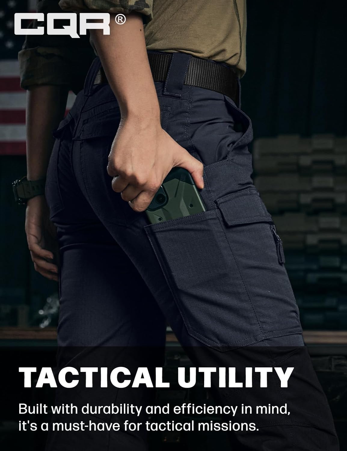 CQR Women's Flex Stretch Tactical Pants, Water Resistant Ripstop Cargo Work Pants with Pockets for Outdoor & Hiking - Image 5