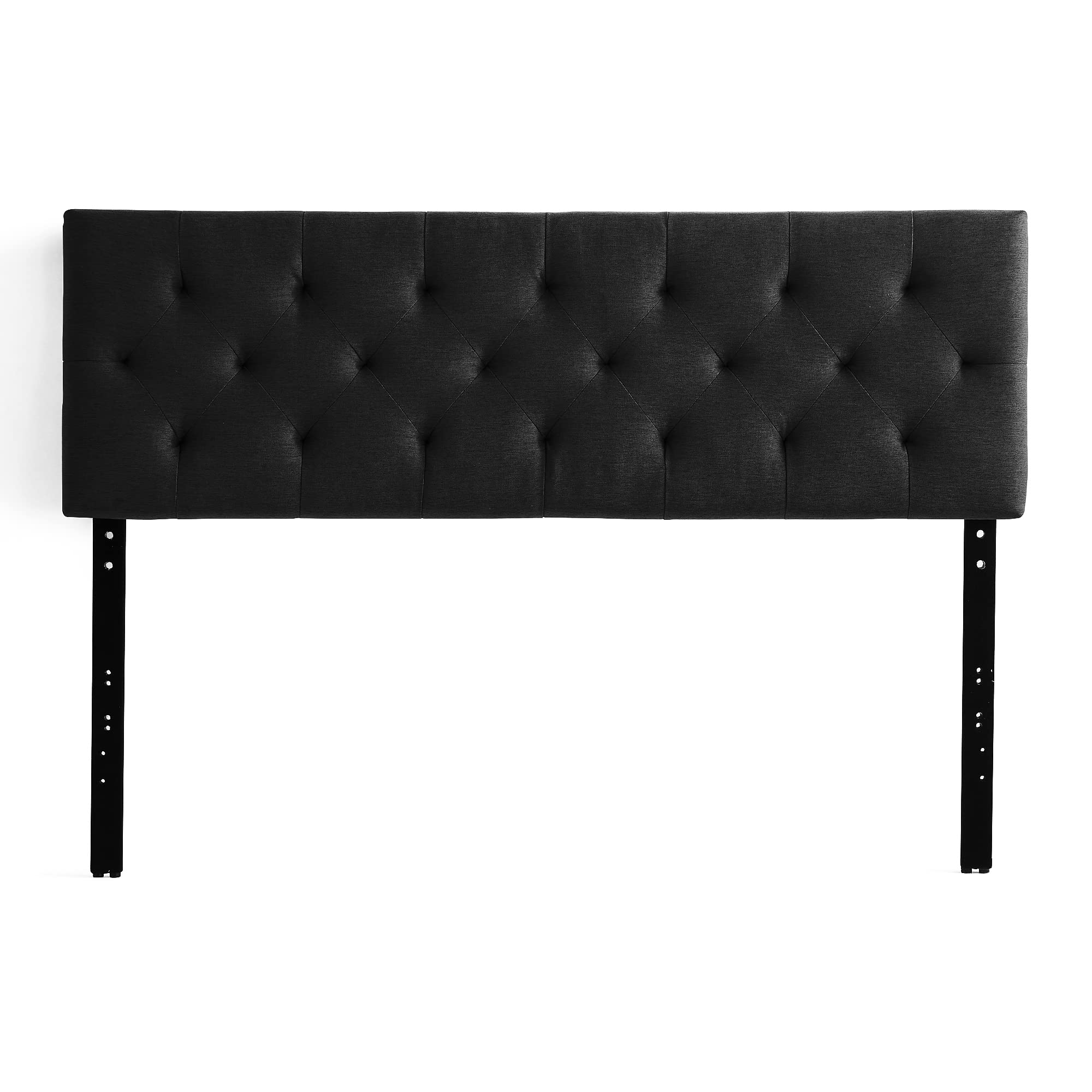 LUCID Mid-Rise Diamond Tufted Upholstered Black Attach Frame-Wall Mount-Headboard Only – Queen Platform