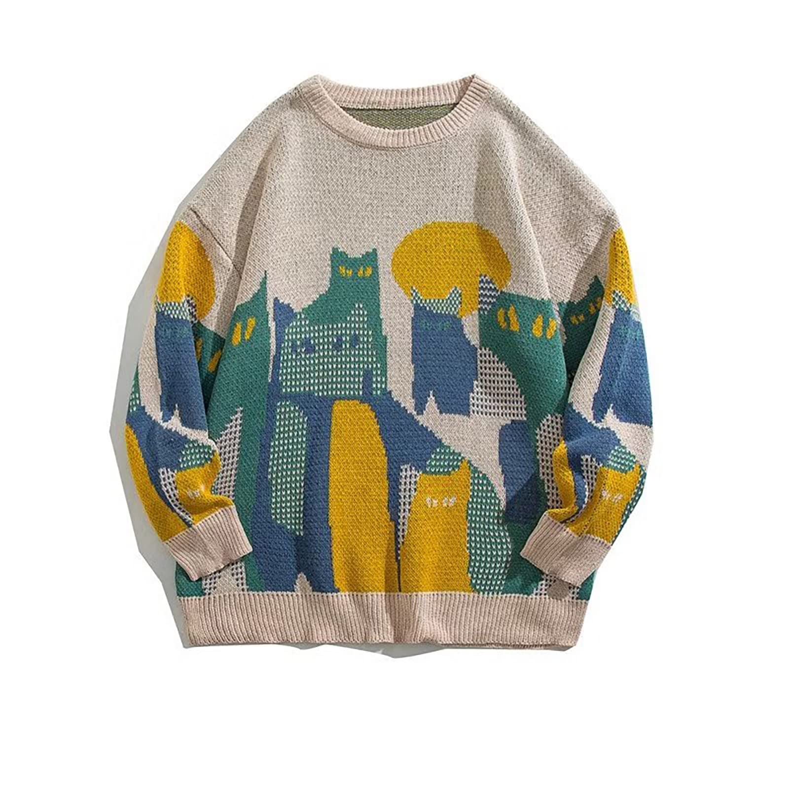 Maglioni Natale, Maglie Natale Uomo Maglioni Brutti di Natale Maglia a Maniche Lunghe con Motivo Renne Divertente Maniche Lunga Xmas Pullover Maglie Natalizie Famiglia Pullover Uomo