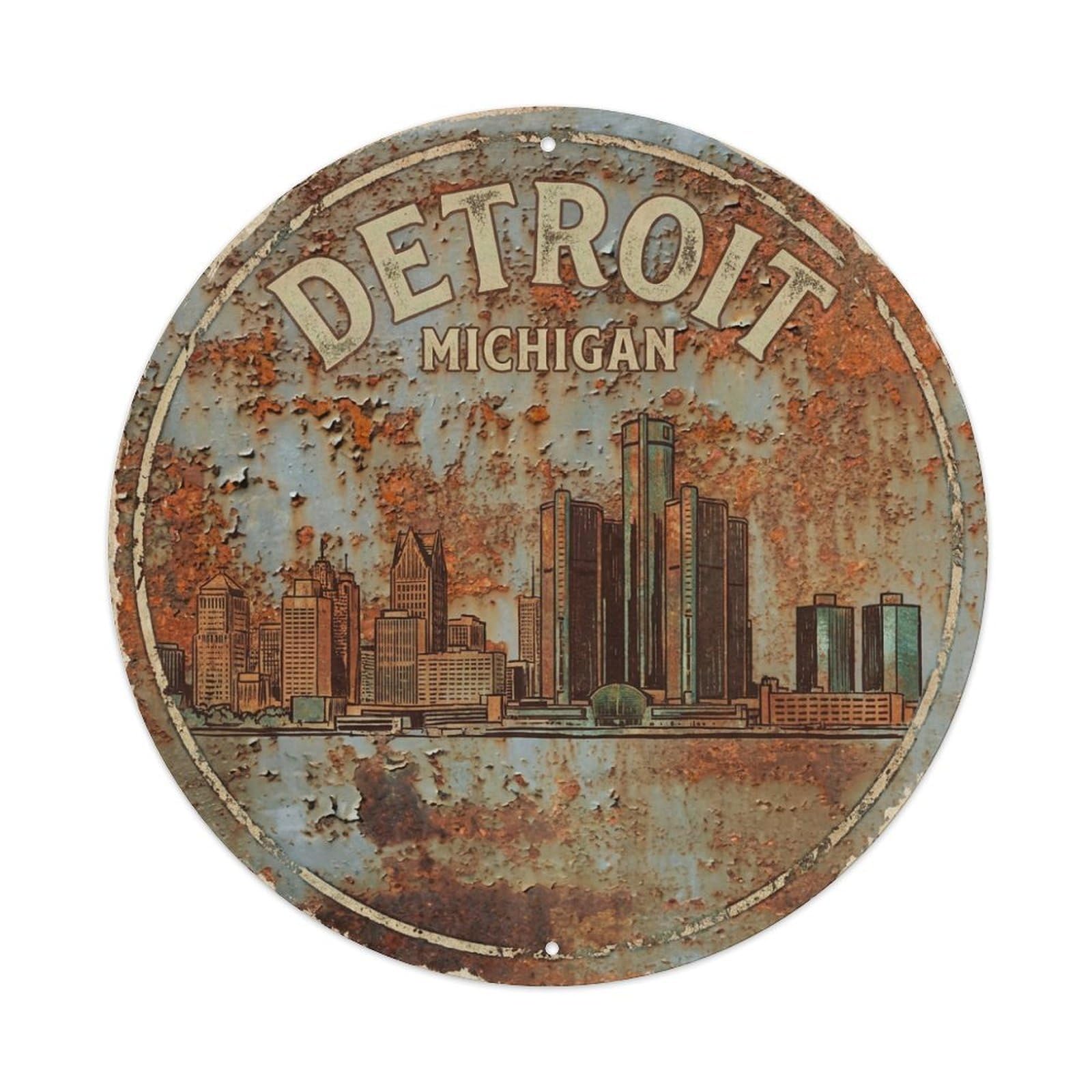 Tgrcjimh Style Metal Tin Sign Vintage Travel Usa Detroit