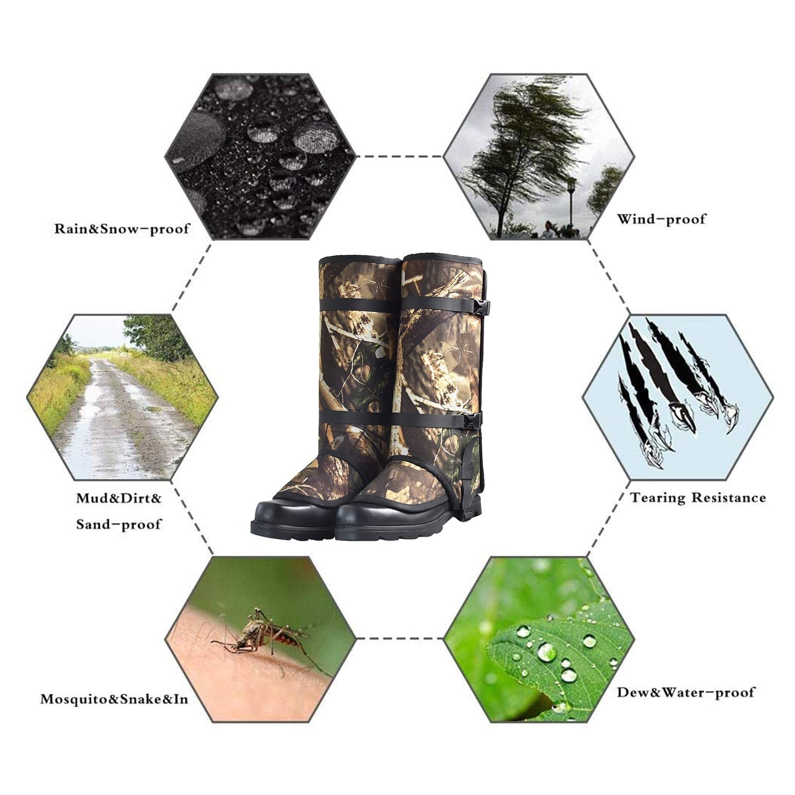 XLTFUC Jambières De Guêtres De La Jambe De Neige Courte, Camouflage De Randonnée En Plein Air Leggings De Garde-boue, Randonnée, Chasse Sauvage Et Piqûres Anti-serpents