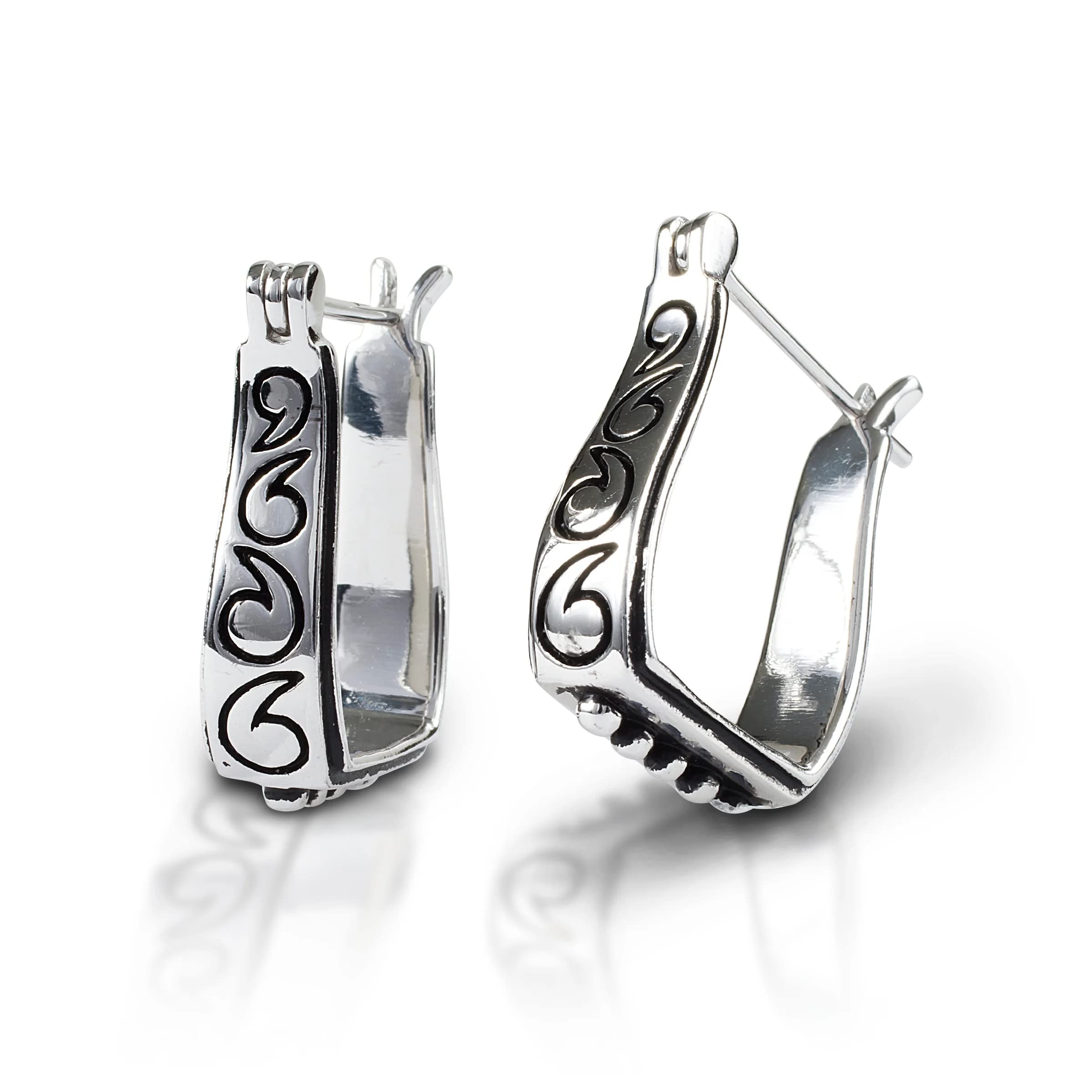 Kelly Herd Engraved Stirrup Earring - Sterling Silver Sterling Silver