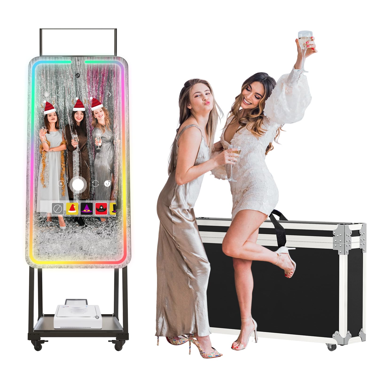 Photo 1 of ***CONTROLLER MISSING*** MWE Magic Mirror Photo Booth Machine Touch Screen with Printer and 12MP 4K HD Camera,RGB Surround Light Music Sync,Professional Photography Light,Dual System (32in)