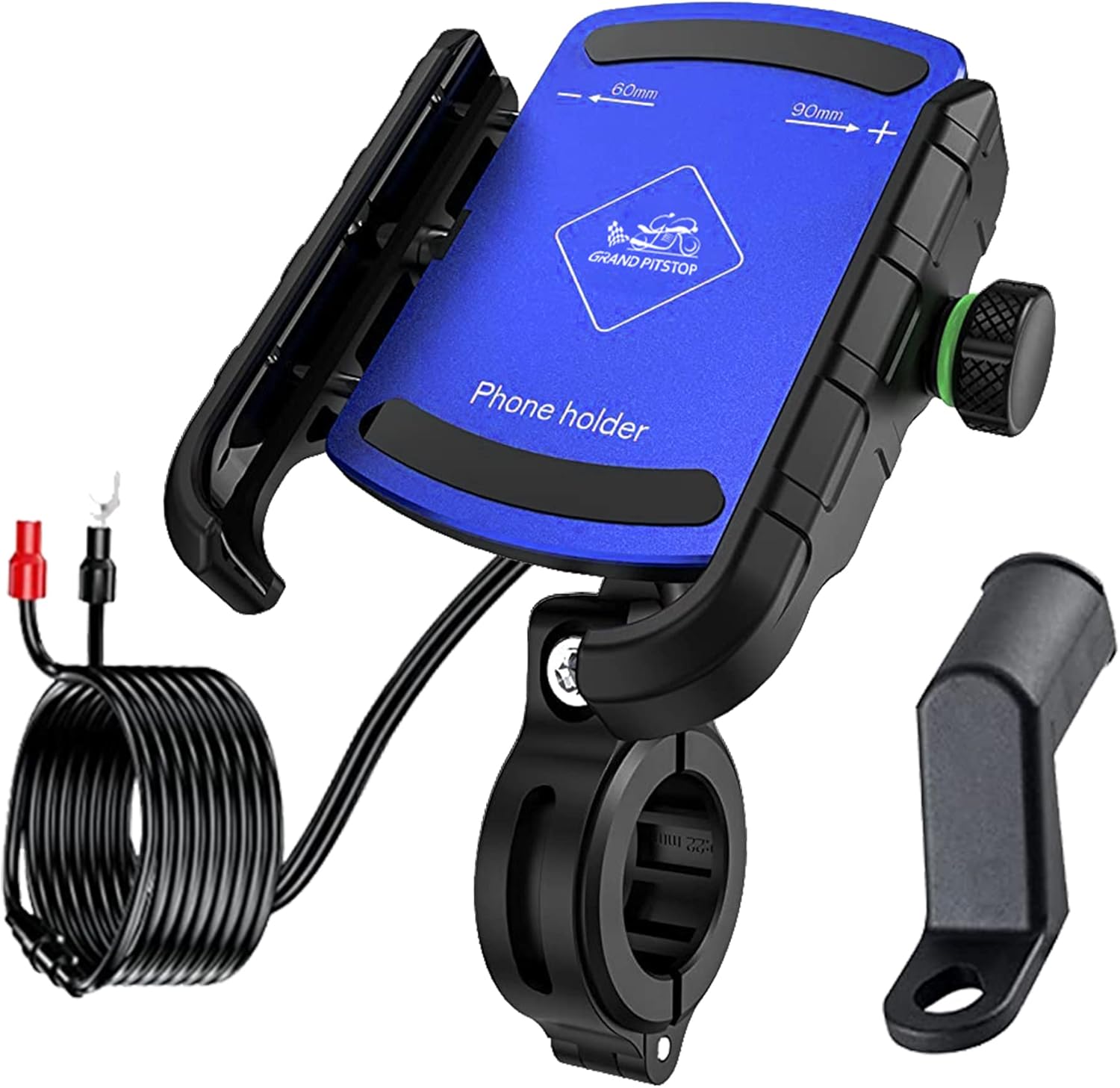 GRAND PITSTOP Motorcycle Phone Holder USB Charger Handlebar/Rear-View Mirror Cellphone Mount Aluminum with 17mm Ball Works with 12/24V Motorcycles Quick Charge for 4.0-6.8 Inch Smartphones Blue GRAND PITSTOP Motorcycle Phone Holder USB Charger Handlebar/Rear-View Mirror Cellphone Mount Aluminum with 17mm Ball Works with 12/24V Motorcycles Quick Charge for 4.0-6.8 Inch Smartphones Blue
