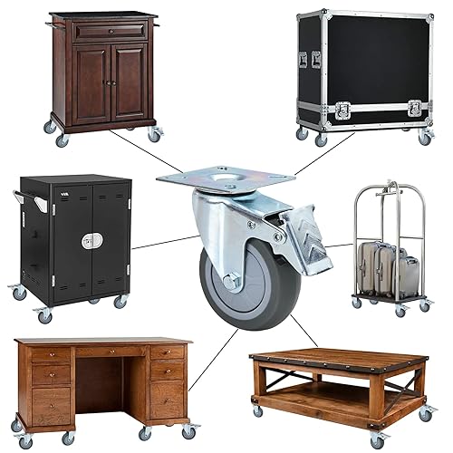 Miniatura 5 de Ruedas resistentes de 3 pulgadas ruedas giratorias de rodamiento bloqueables con frenos ruedas giratorias para muebles y banco de trabajo juego de 4