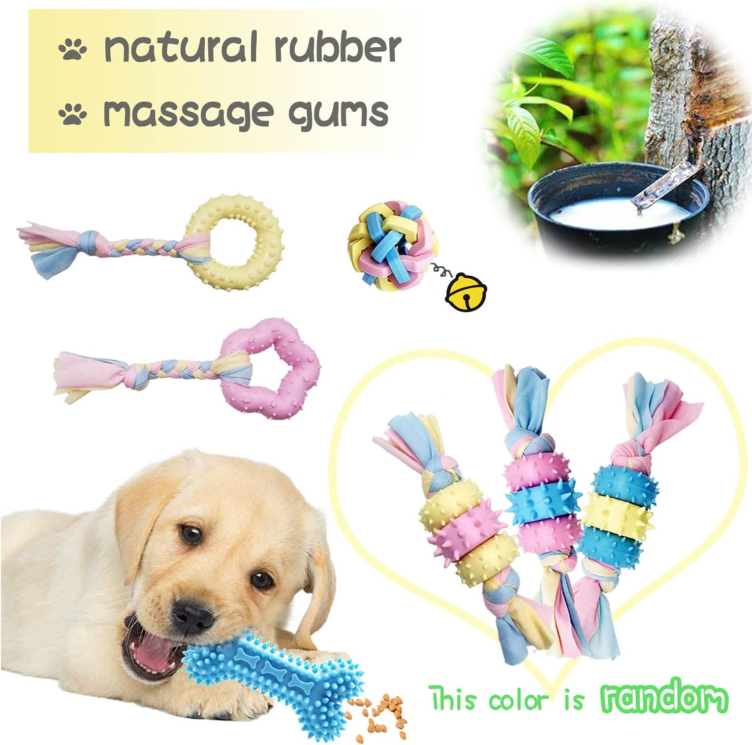 Puppy Chew Toys for Teething Puppy Teeth Cleaning, Interactive Tug Toys & Storage Basket