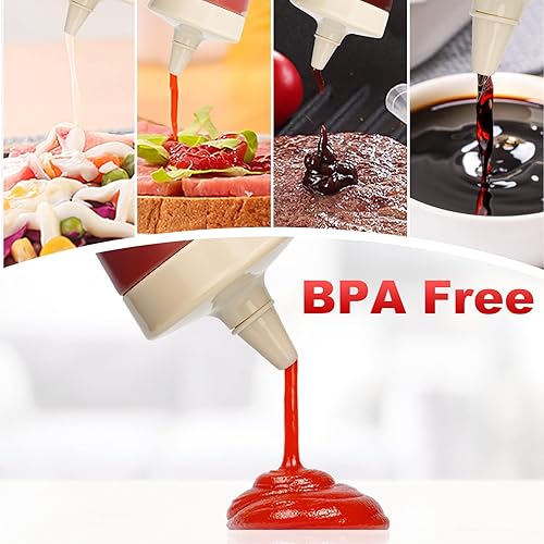 Miniatura 5 de Qiuhome Botella exprimidora de condimentos,Botella exprimidora de ketchup,Botella de plástico para apretar, 12 oz (gris)