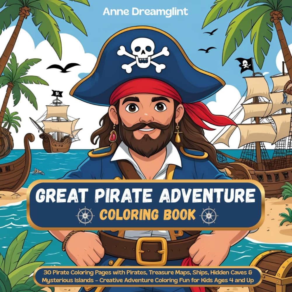 Great Pirate Adventure Coloring Book: 30 Pirate Coloring Pages with Pirates, Treasure Maps, Ships, Hidden Caves & Mysterious Islands – Creative ... Adventure Coloring Books for Creative Kids)