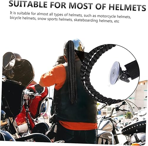 Miniatura 8 de VICASKY 2 piezas casco rastas cola de caballo mujer motocicleta casco cola de caballo para bicicletas casco peluca casco cola de caballo trenza