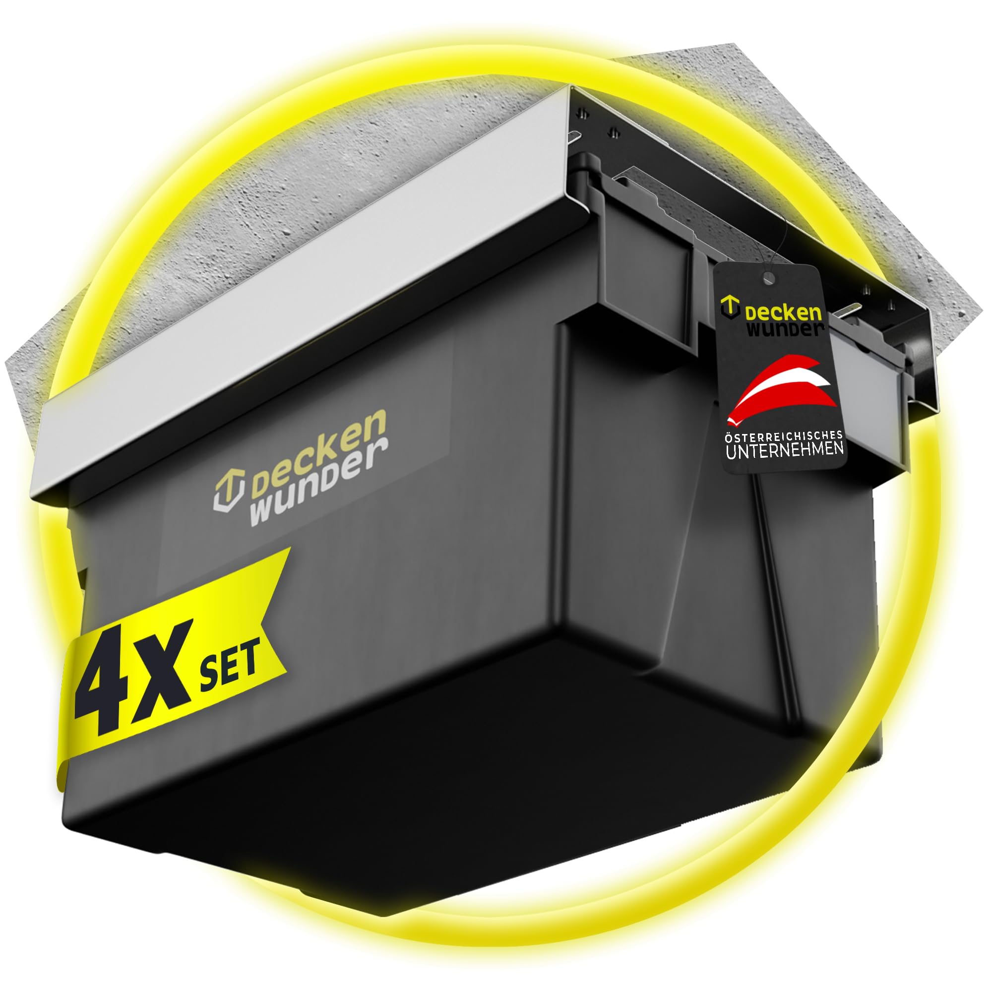 Storage-System | Überkopf-Garagenregal, Deckenregale, Deckenboxen, perfekt für Garage, Keller, Gartenhütte und Dachboden (4 Sets)