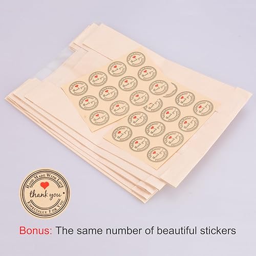 Miniatura 2 de GRANDAN Paquete de 50 bolsas de pan de papel grandes para pan casero, bolsas de papel kraft para panadería con ventana para almacenamiento de masa