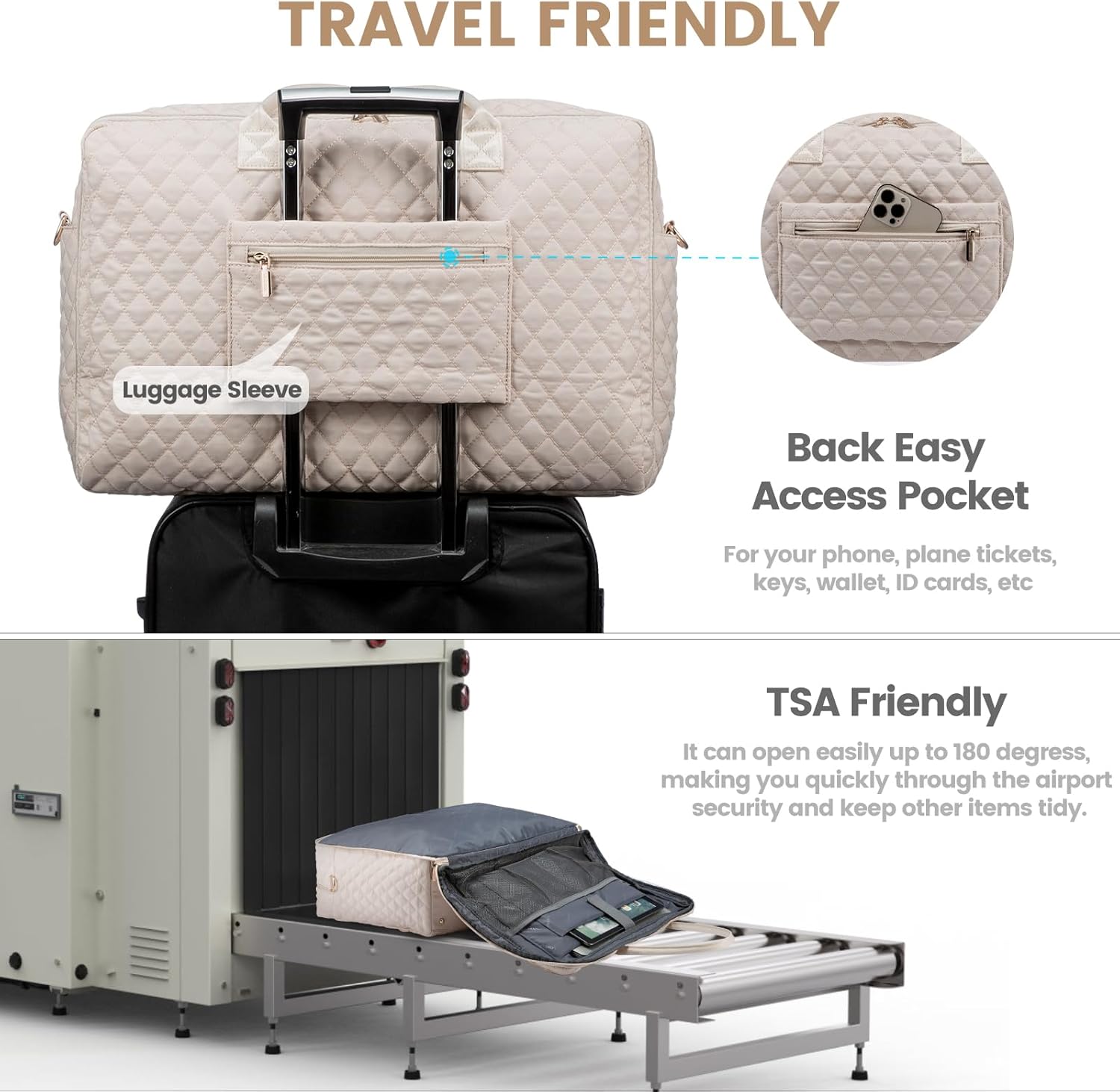 LOVEVOOK Travel Duffle Bag - Women's Weekender Carry On Overnight Laptop & Gym Bag With Toiletry/Shoe Pocket, Hospital Labor Bag - Image 4