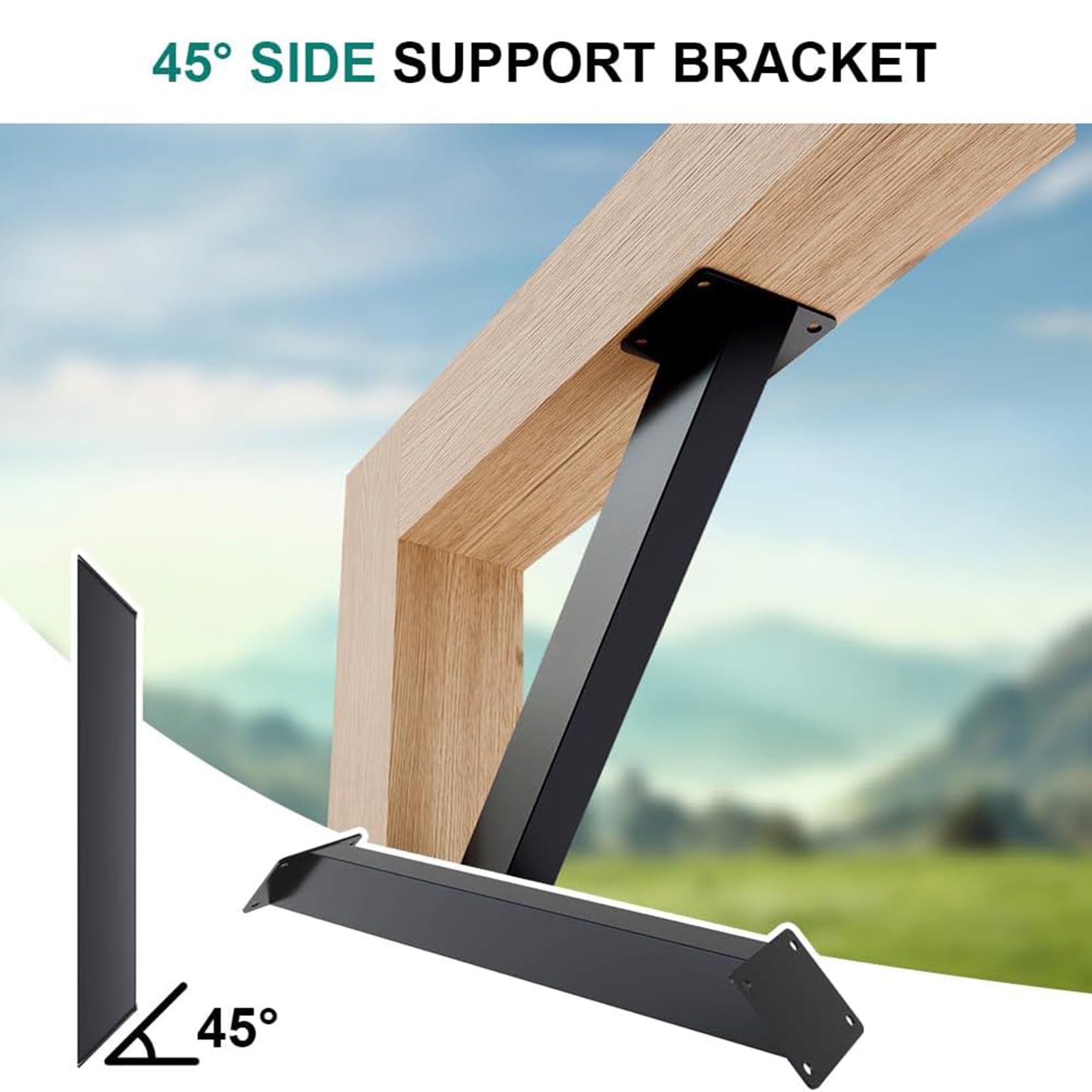 45-Grad-Winkelhalterung 45°-Winkel-Eckverbinder für die Innenverbindung von Pergolen Veranden,Holzbalken-Stützbeschläge,Eckverbinder Fuir Holzkonstruktionen(Size:4pcs)