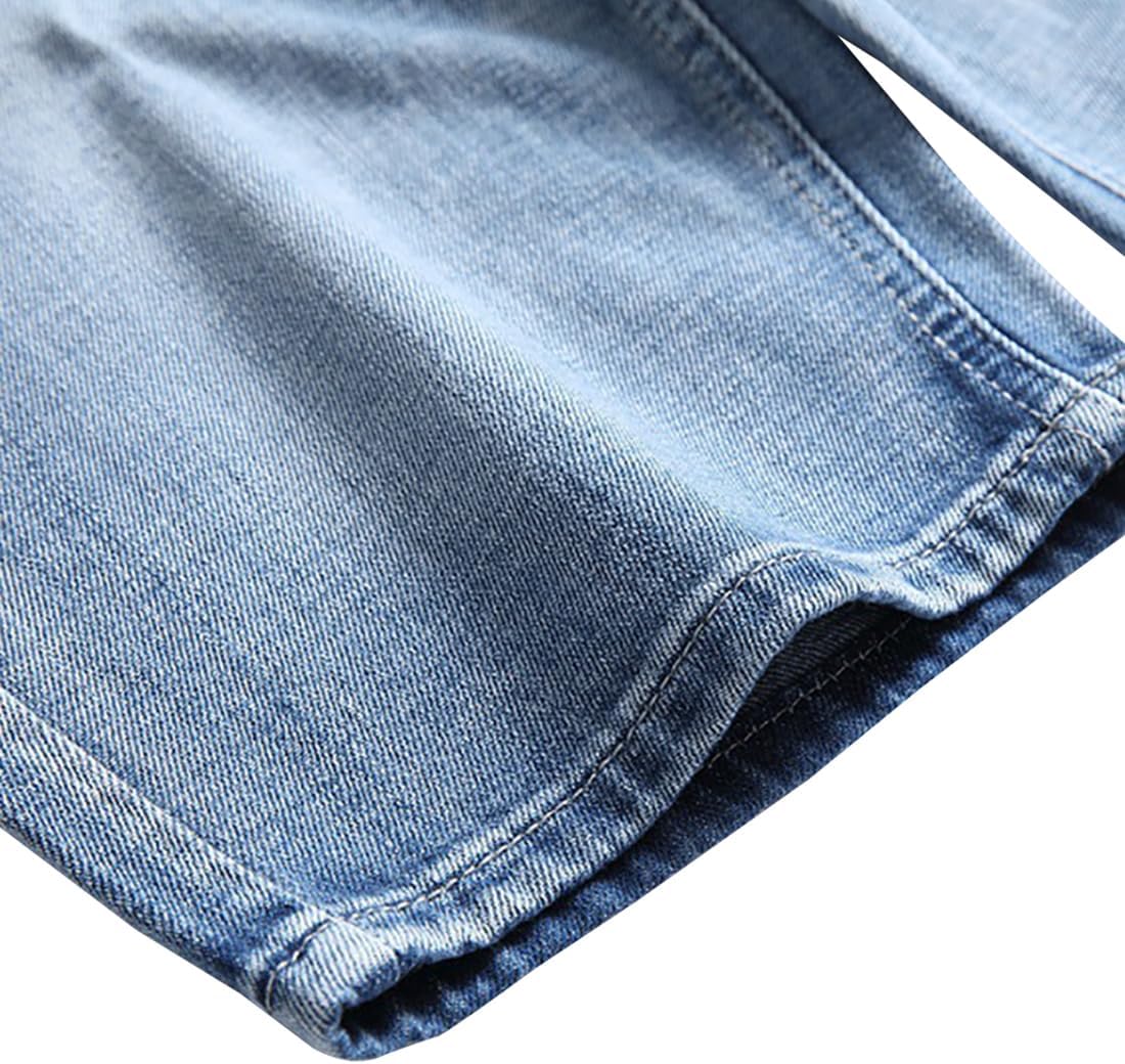 LONGBIDA Men's Jean Short Relaxed Fit Stretch Casual Denim Shorts - Image 4