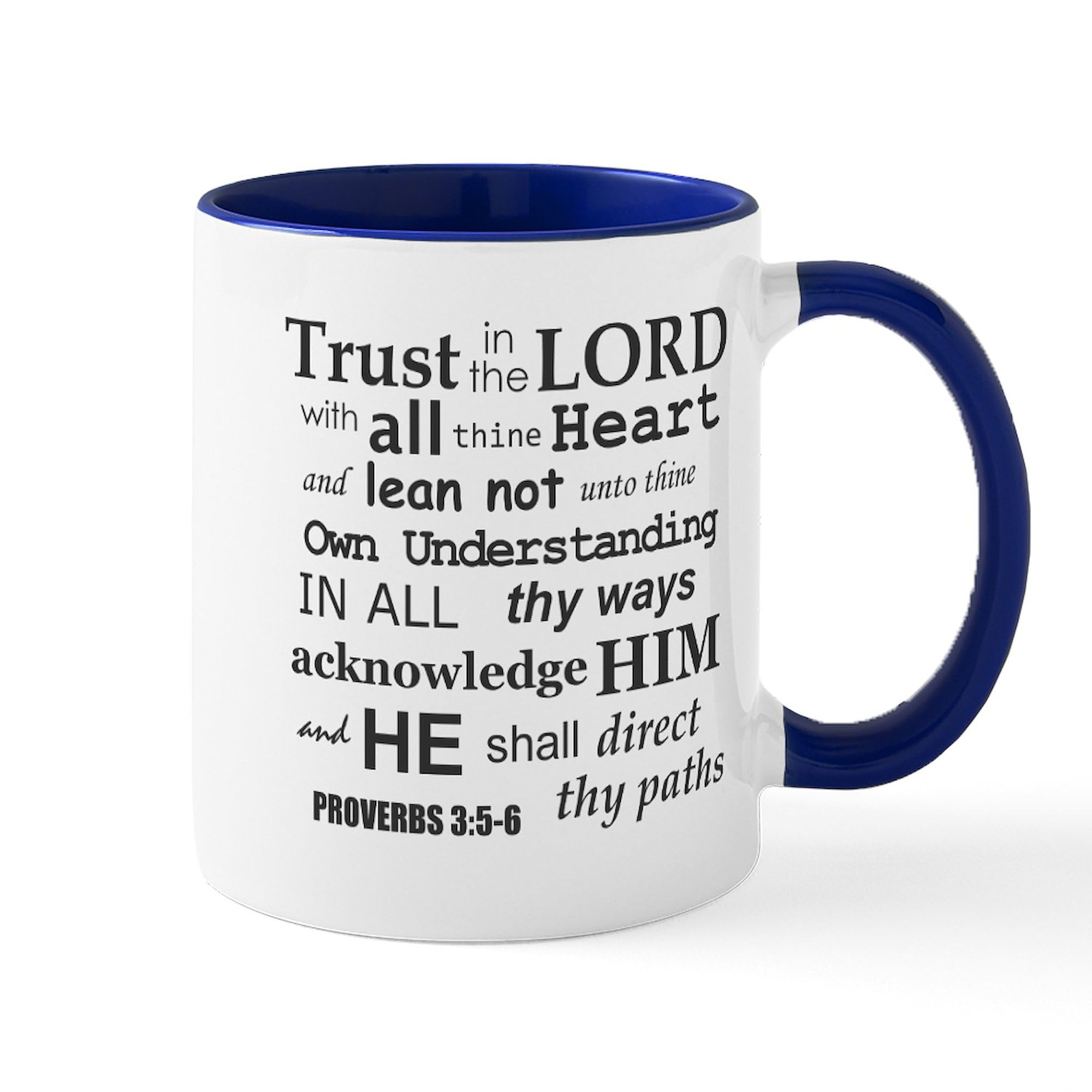 Amazon.com | CafePress Proverbs 3:5 6 KJV Dark Gray Print Mug 11