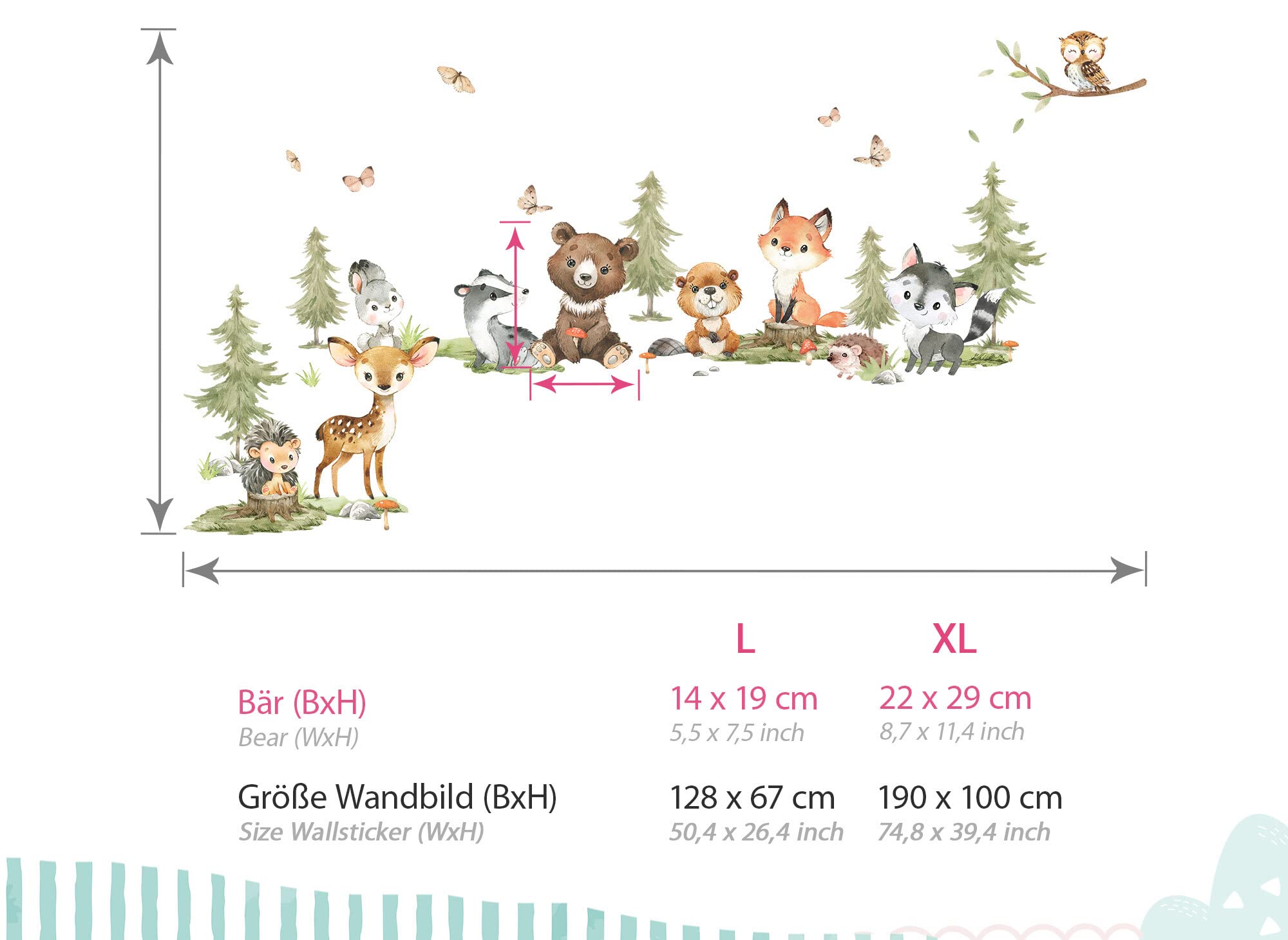 Graz Design DK1110-3 - Adhesivo decorativo para pared, diseño de árbol de animales del bosque
