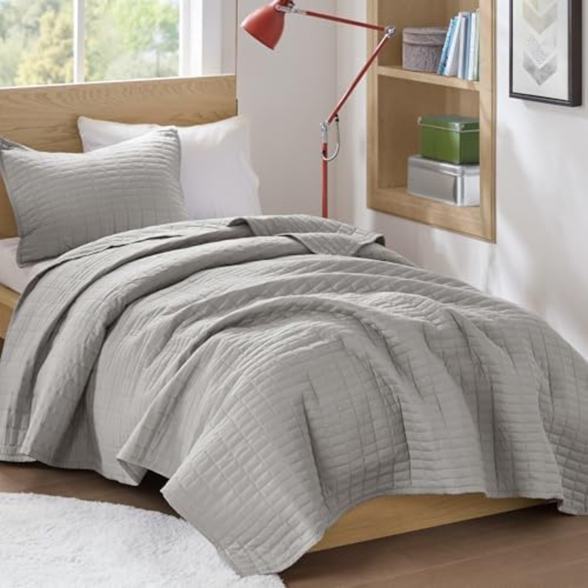 Comfort Spaces All Season, Lightweight, Coverlet Bedspread Bedding, Matching Shams, Microfiber, Grey, Twin/Twin XL(66"x90")