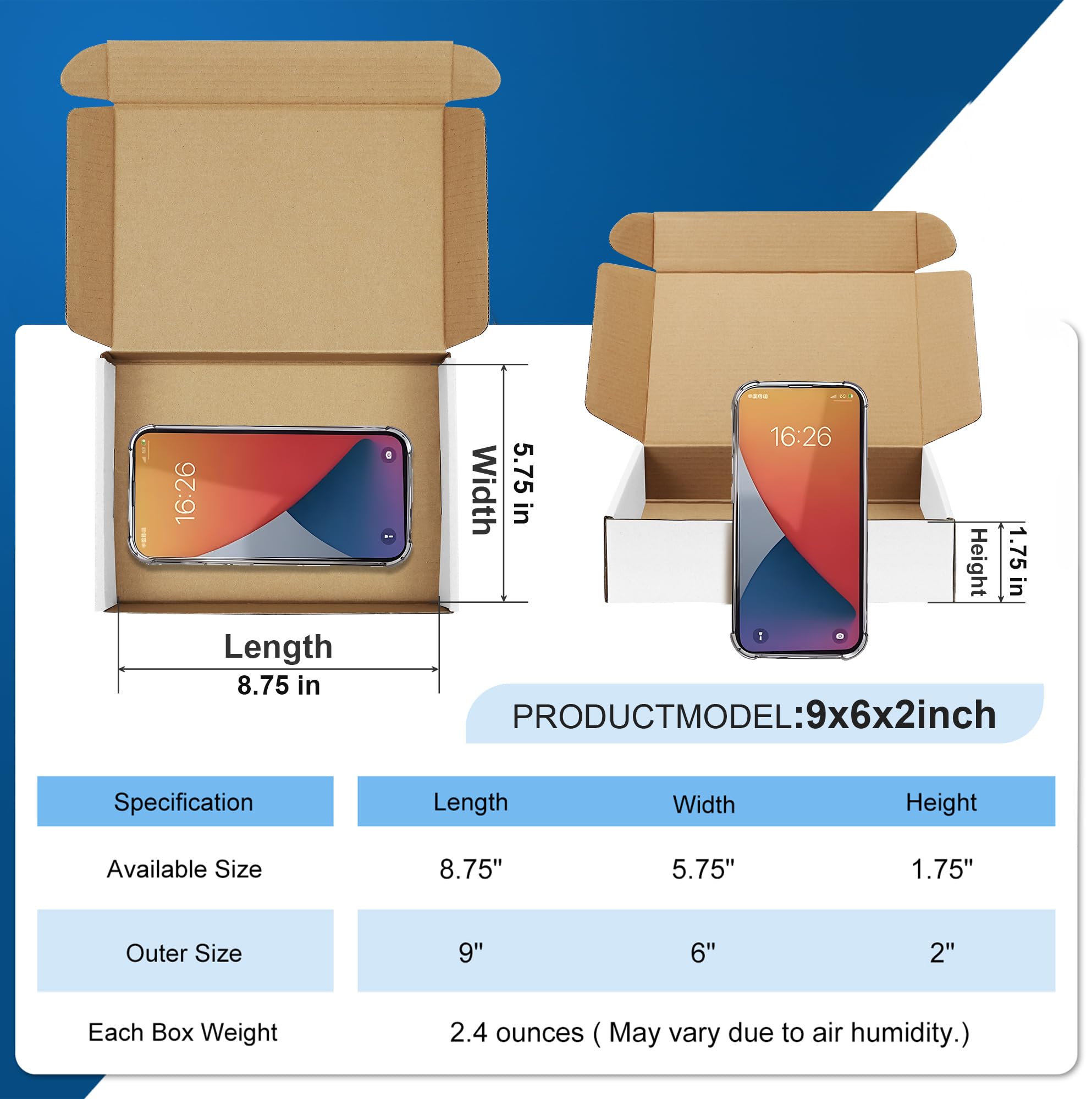 Famagic Cajas de embalaje pequeñas de 9 x 6 x 2, paquete de 25 cajas de envío blancas, cajas de cartón corrugado para pequeñas empresas, cajas de correo para embalaje, a granel