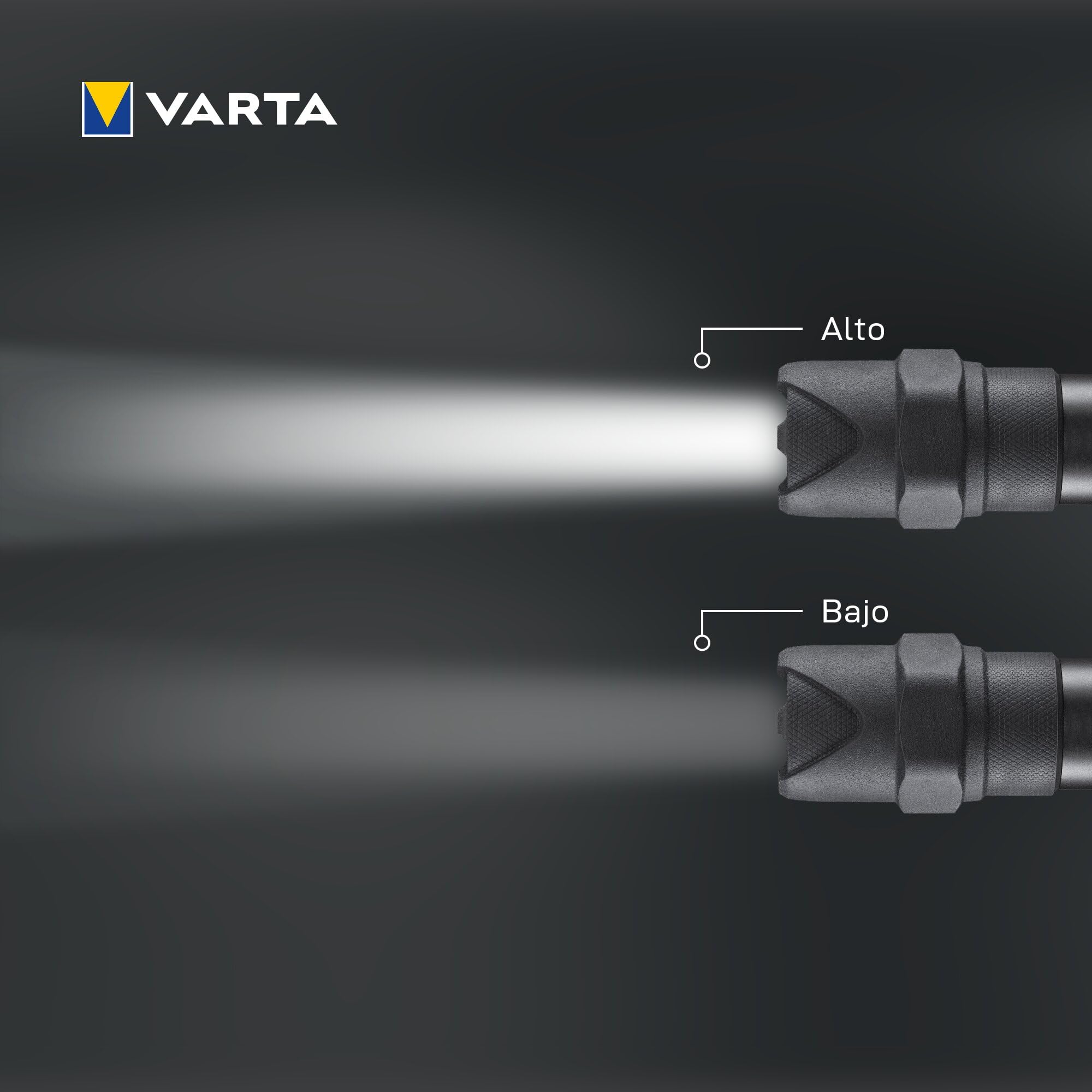 VARTA Indestructible F10 Pro 3,5 Vatios LED Linterna/Linterna de trabajo, incluye 3 pilas AAA de larga duración, resistente al agua y al polvo, absorbe impactos, carcasa de aluminio anodizado, negro