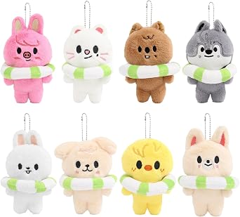 8pcs Skz Keychains, Skz Plush Keychains, Stray Plushies Keyrings, Stray Mini Plushdoll Cute Keychain Pendant Gifts for Friends and Fans