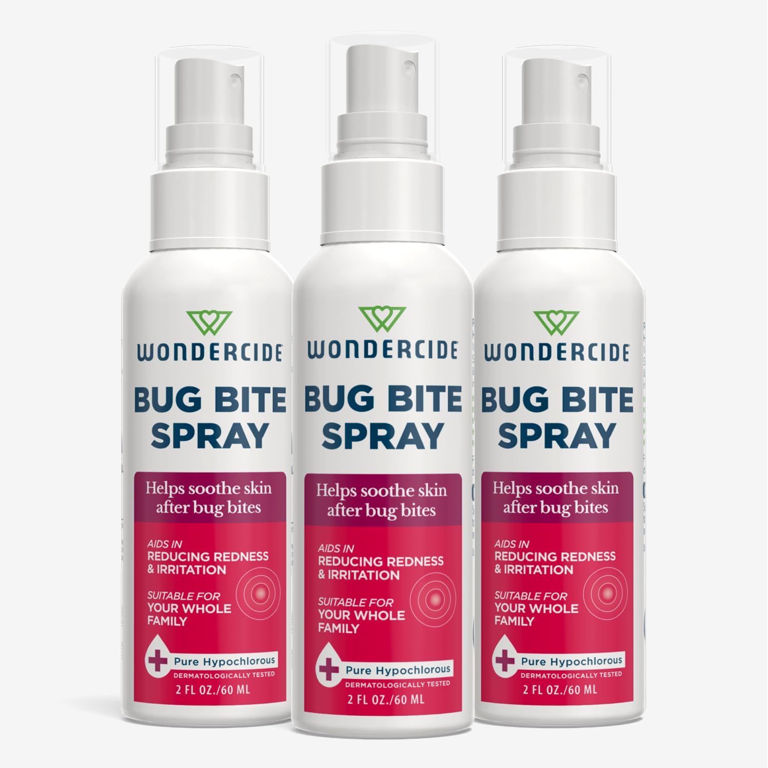 Wondercide - Bug Bite Spray - Helps Calm Skin and Reduce Redness After Insect Bites - No Sting, Fragrance Free - Powered by Pure Hypochlorous (HOCl) - 2 oz (3 Pack)