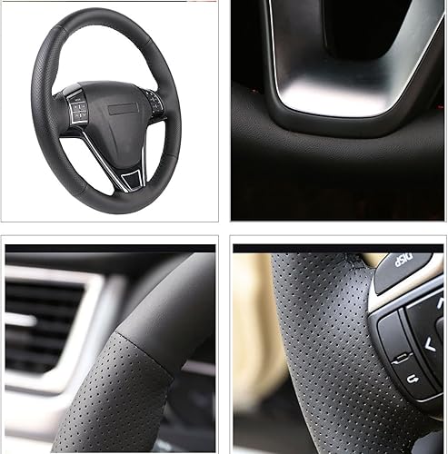 Miniatura 2 de Black Leather Car Steering Wheel Cover, for Toyota Land Cruiser Prado 120 Hand-Stitched Car Steering Wheel Cover