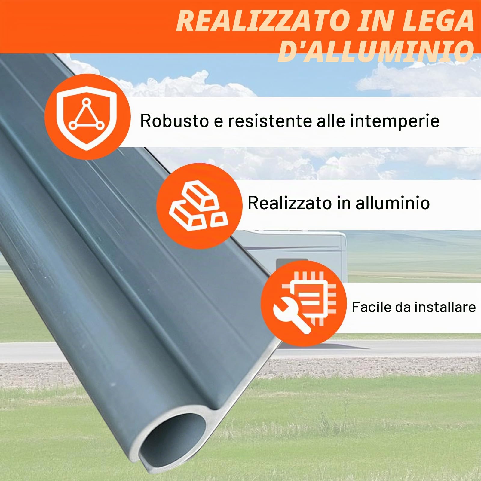 BRGD 8 Pezzi Guide per Tende da Sole a C, 50cm 45° Binario per Tenda da Sole in Alluminio Guide per Tende in Alluminio per Camper, Roulotte e Campeggio