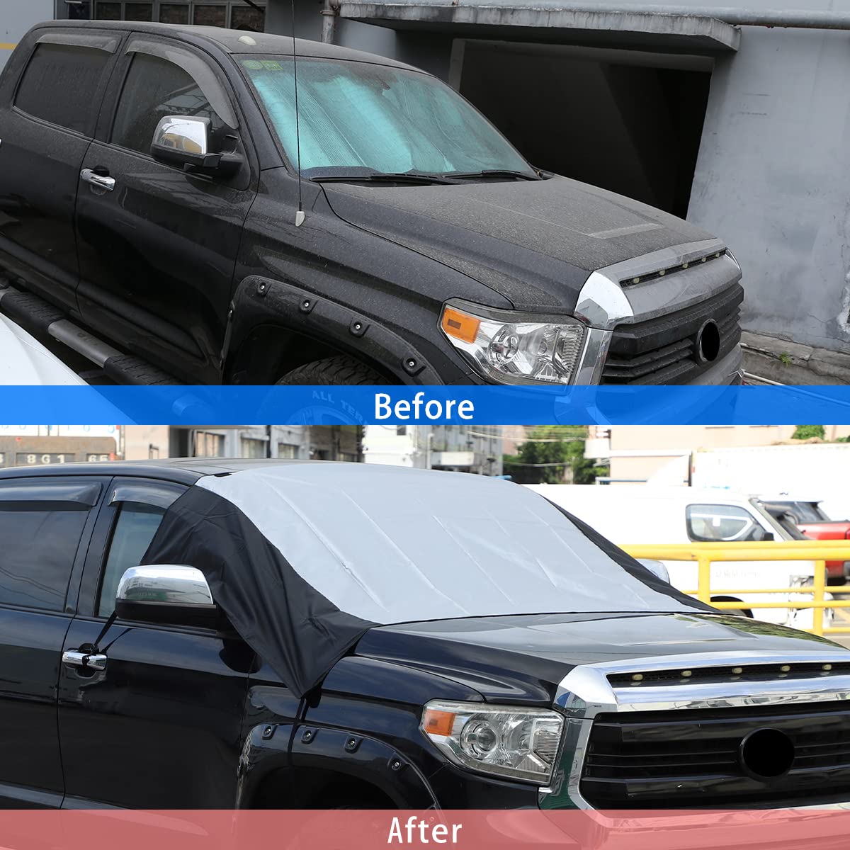 CHEAYAR Copertura neve parabrezza compatibile con Toyota Tundra 2015-2021, impermeabile/antivento/polvere/protezione solare/copertura parabrezza auto inverno estate (modelli 2015-2021)