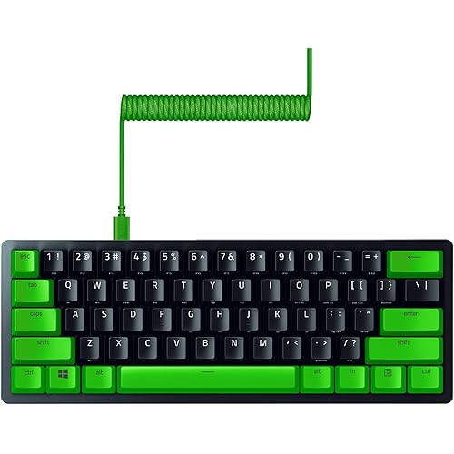 Razer Huntsman Mini 60% Gaming Keyboard + PBT Keycap + Coiled Cable Upgrade Set Bundle: Classic Black/Linear Optical - Razer Green